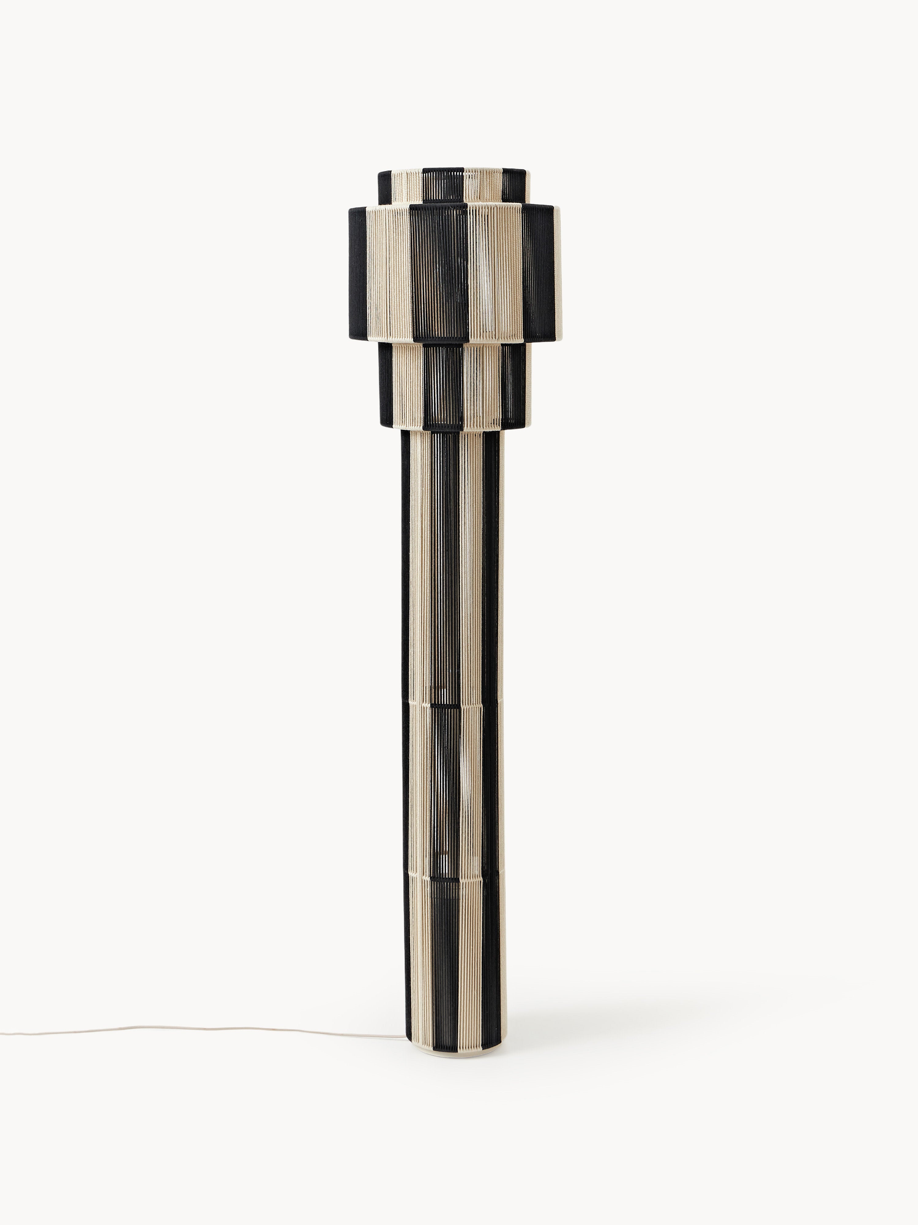 Lampadaire en fils de lin Matias - Beige clair, noir