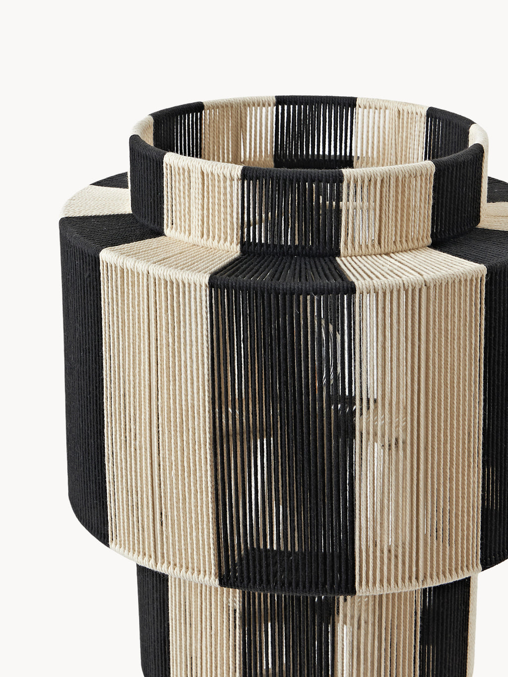 Lampadaire en fils de lin Matias - Beige clair, noir
