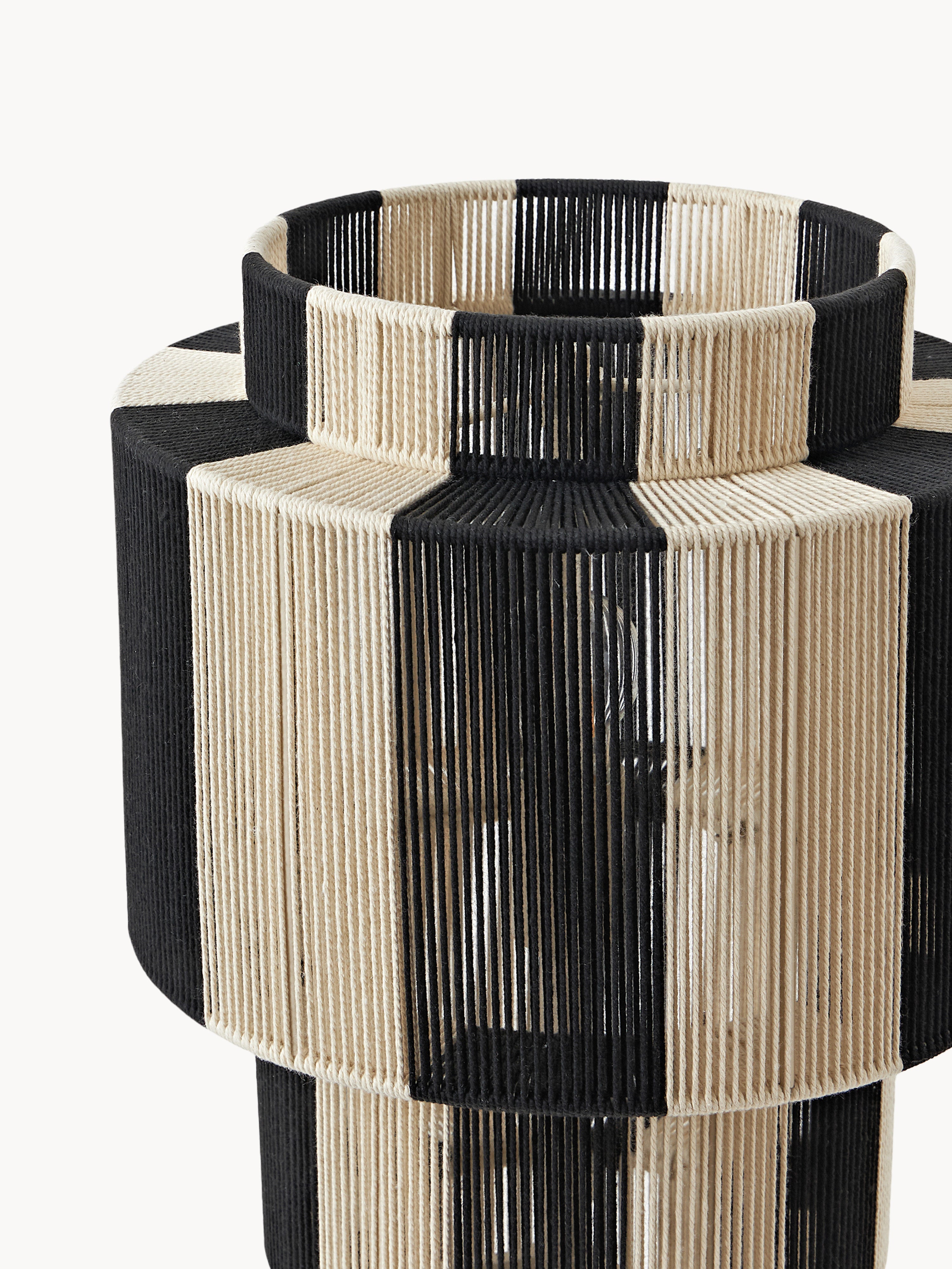 Lampadaire en fils de lin Matias - Beige clair, noir