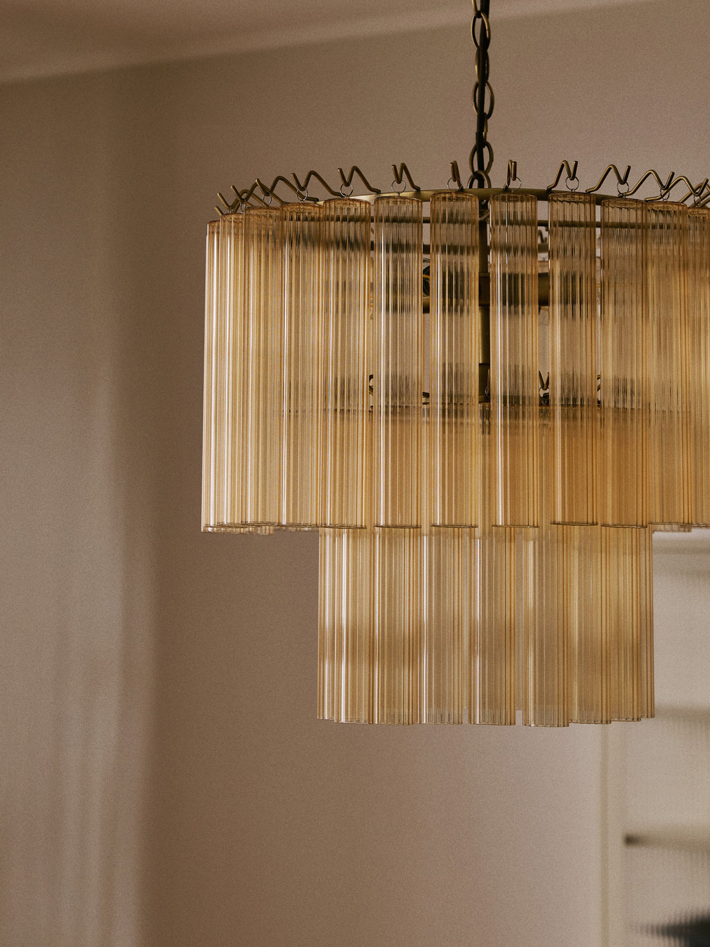 Lustre en verre Tove - Beige, doré