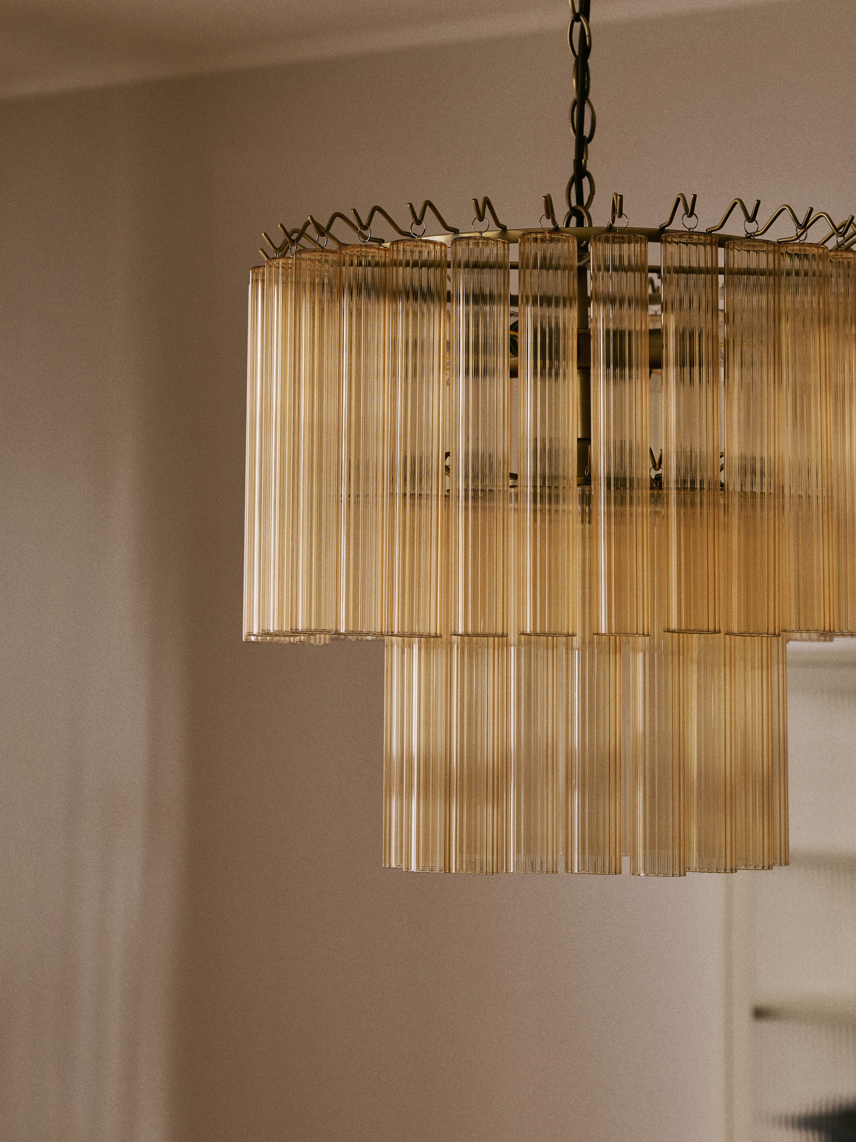 Lustre en verre Tove - Beige, doré