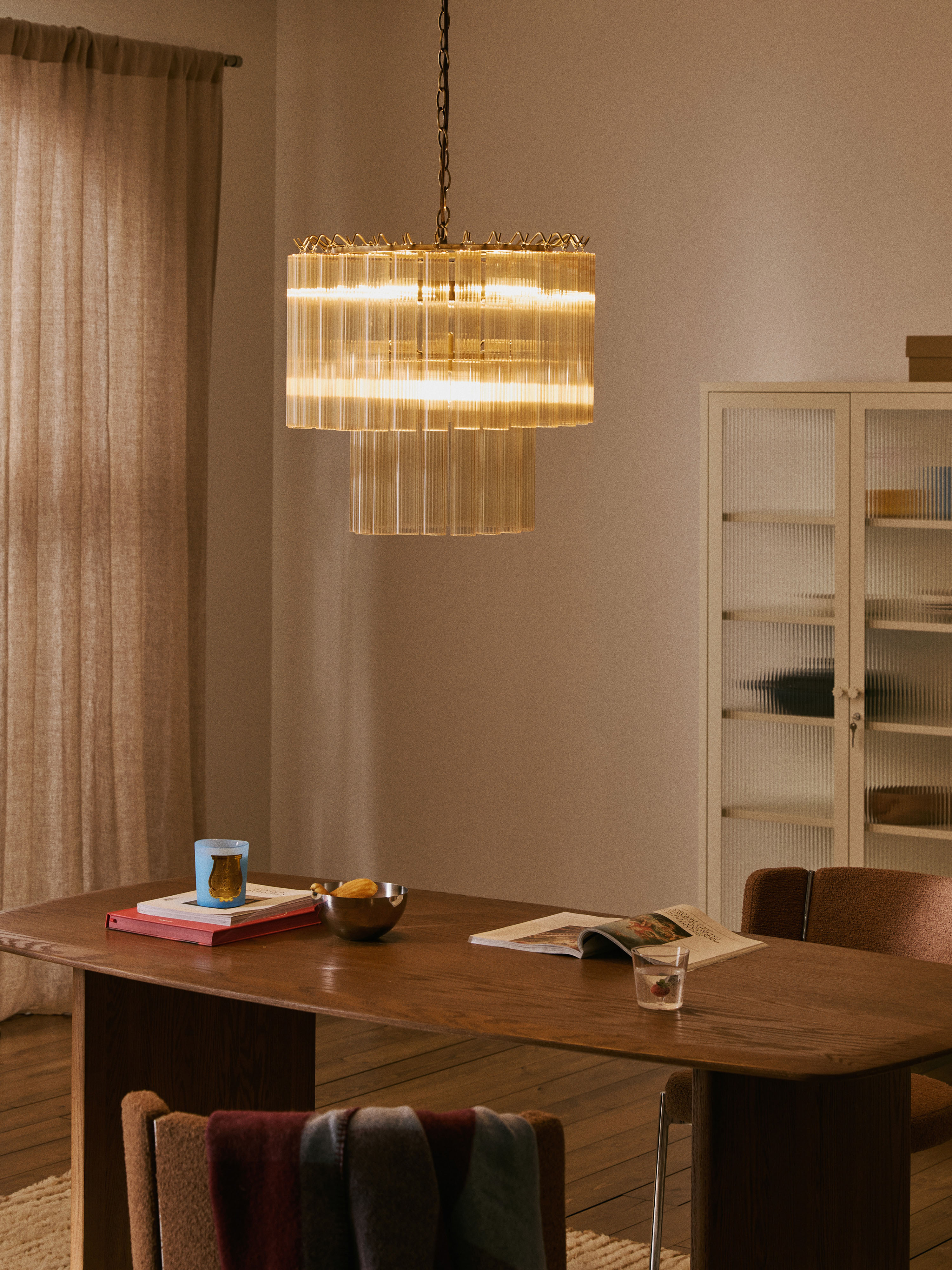 Lustre en verre Tove - Beige, doré