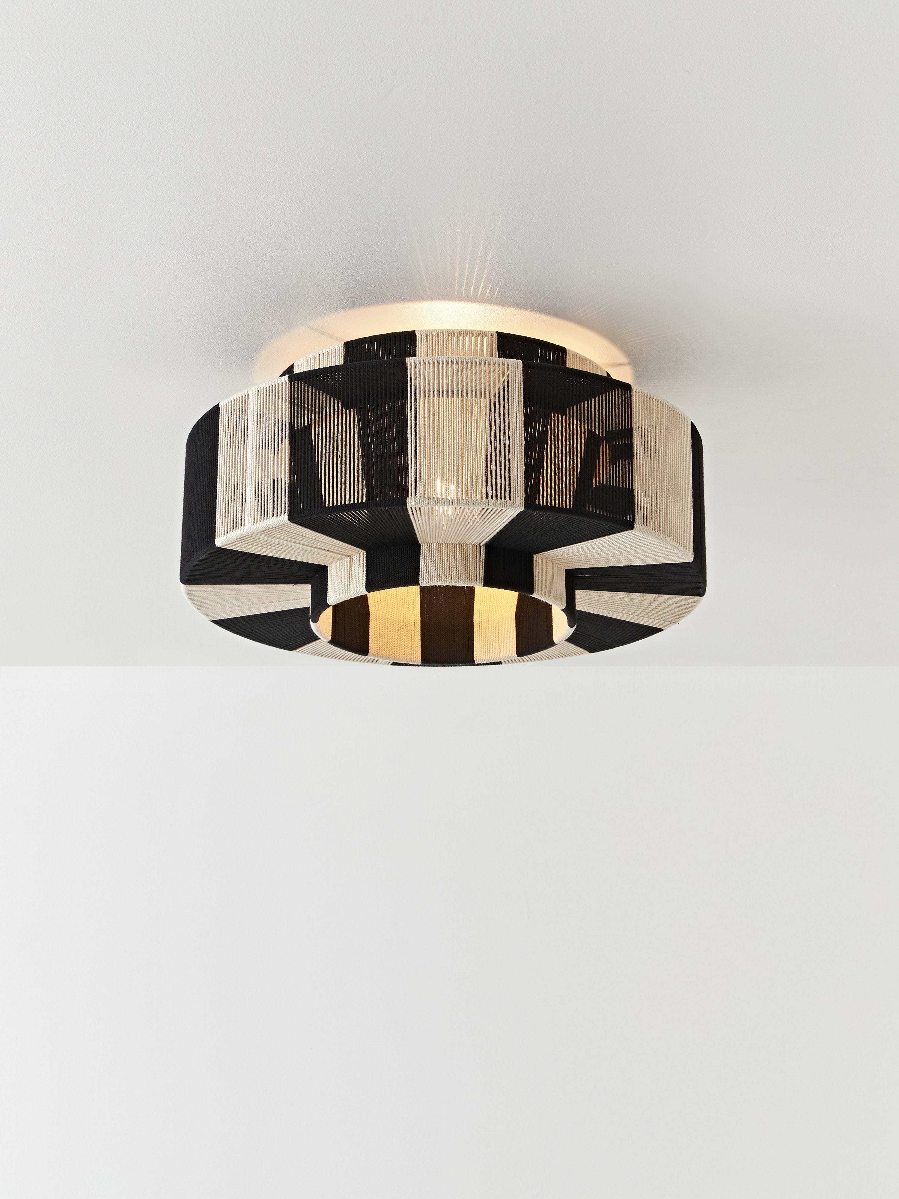 Plafonnier en fils de lin Matias - Beige clair, noir