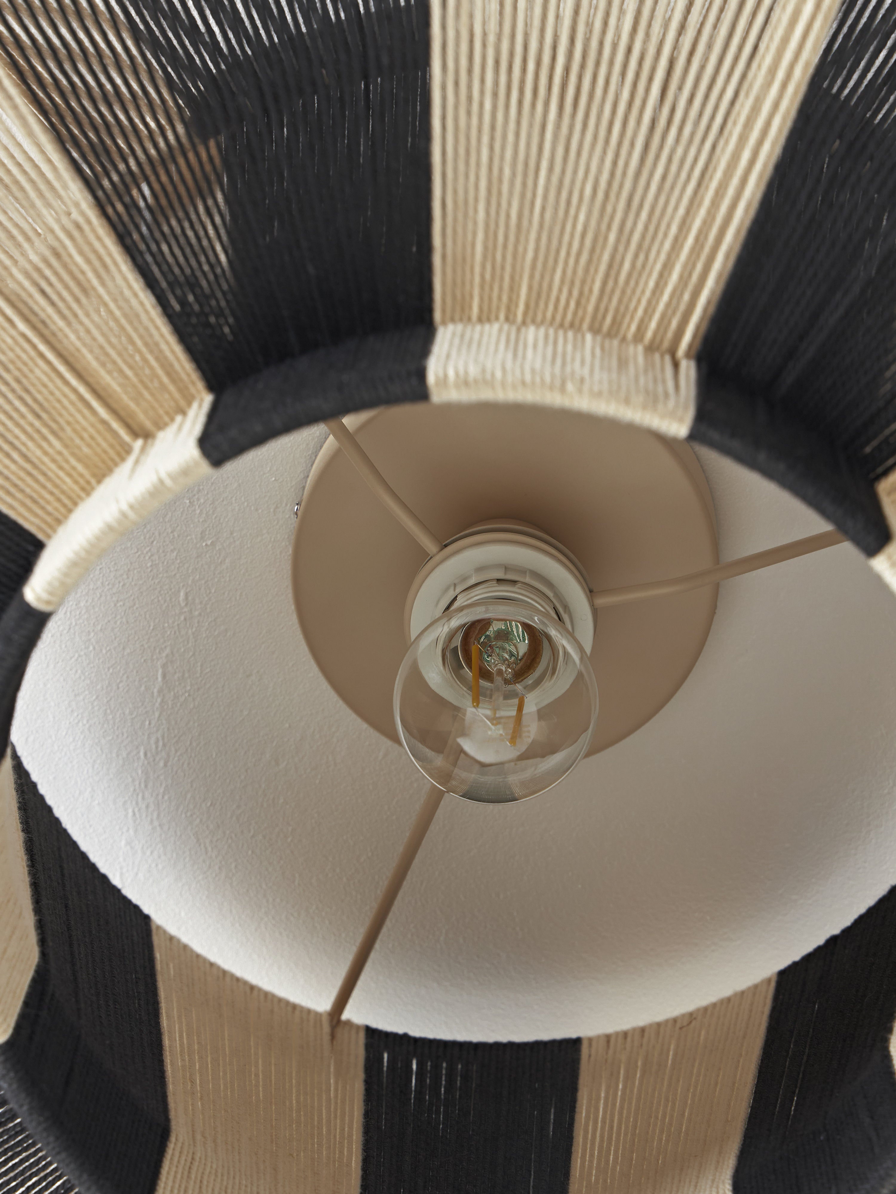Plafonnier en fils de lin Matias - Beige clair, noir