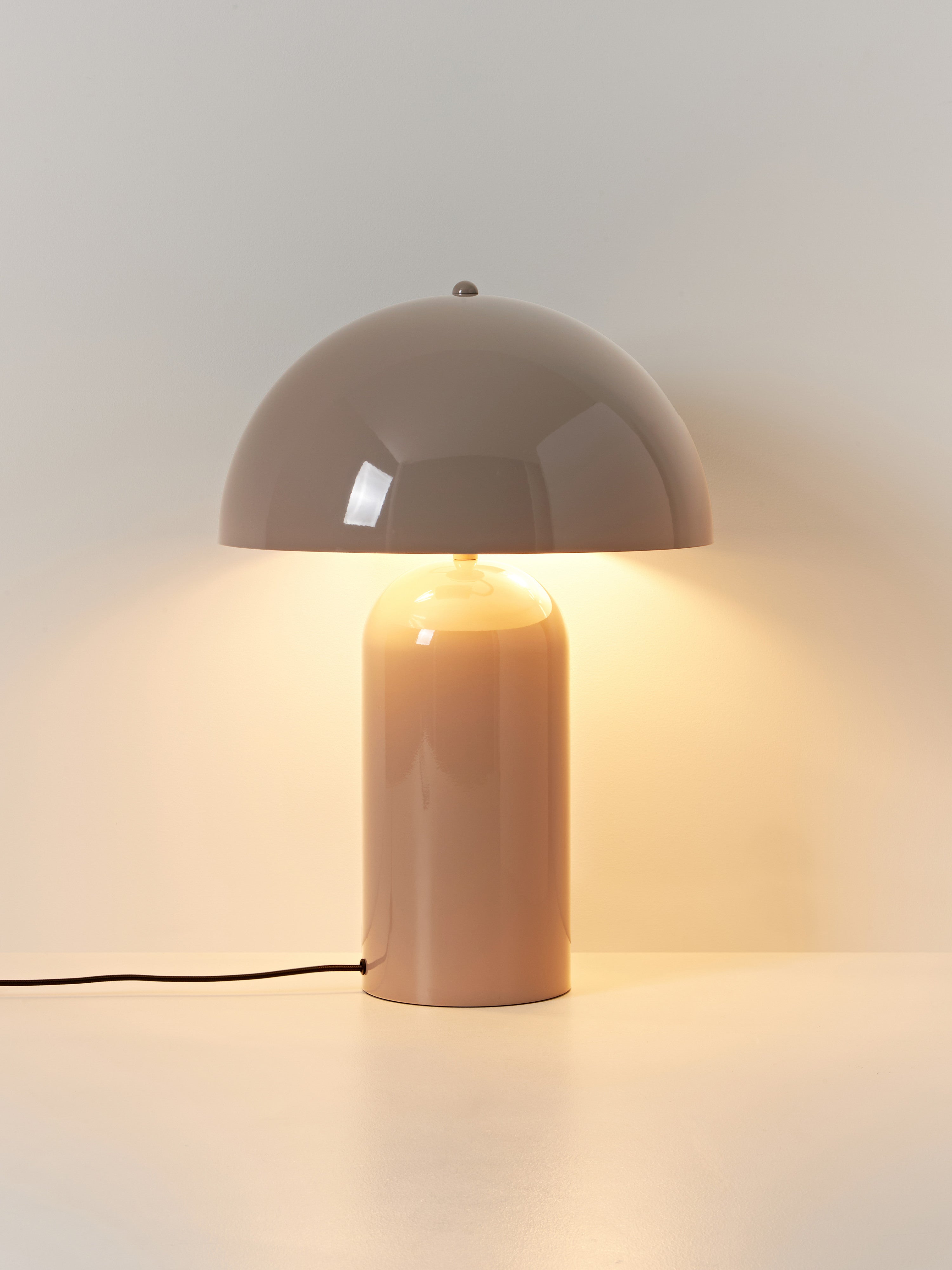Grande lampe à poser rétro Elmo - Taupe, haute brillance