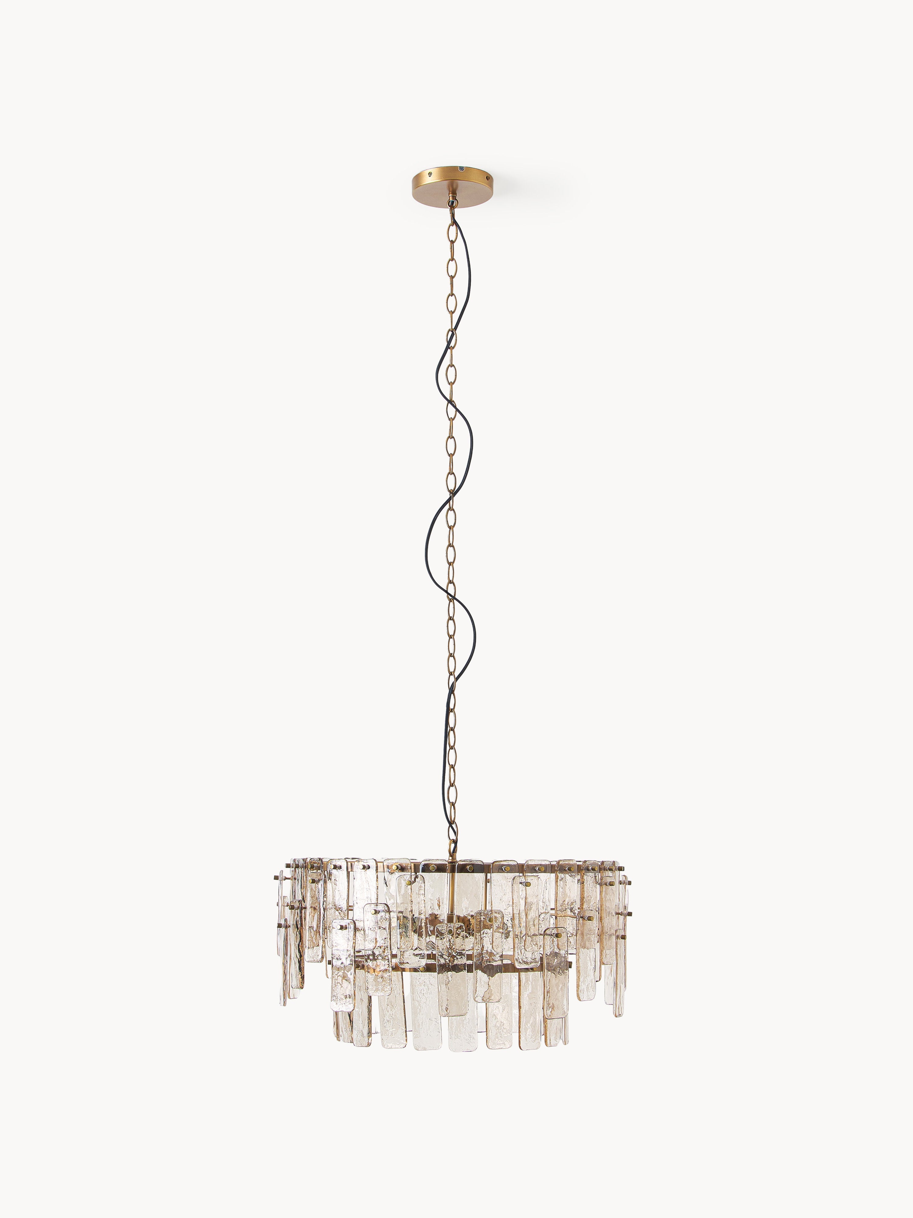 Grande suspension en verre Wingate - Brun transparent, doré