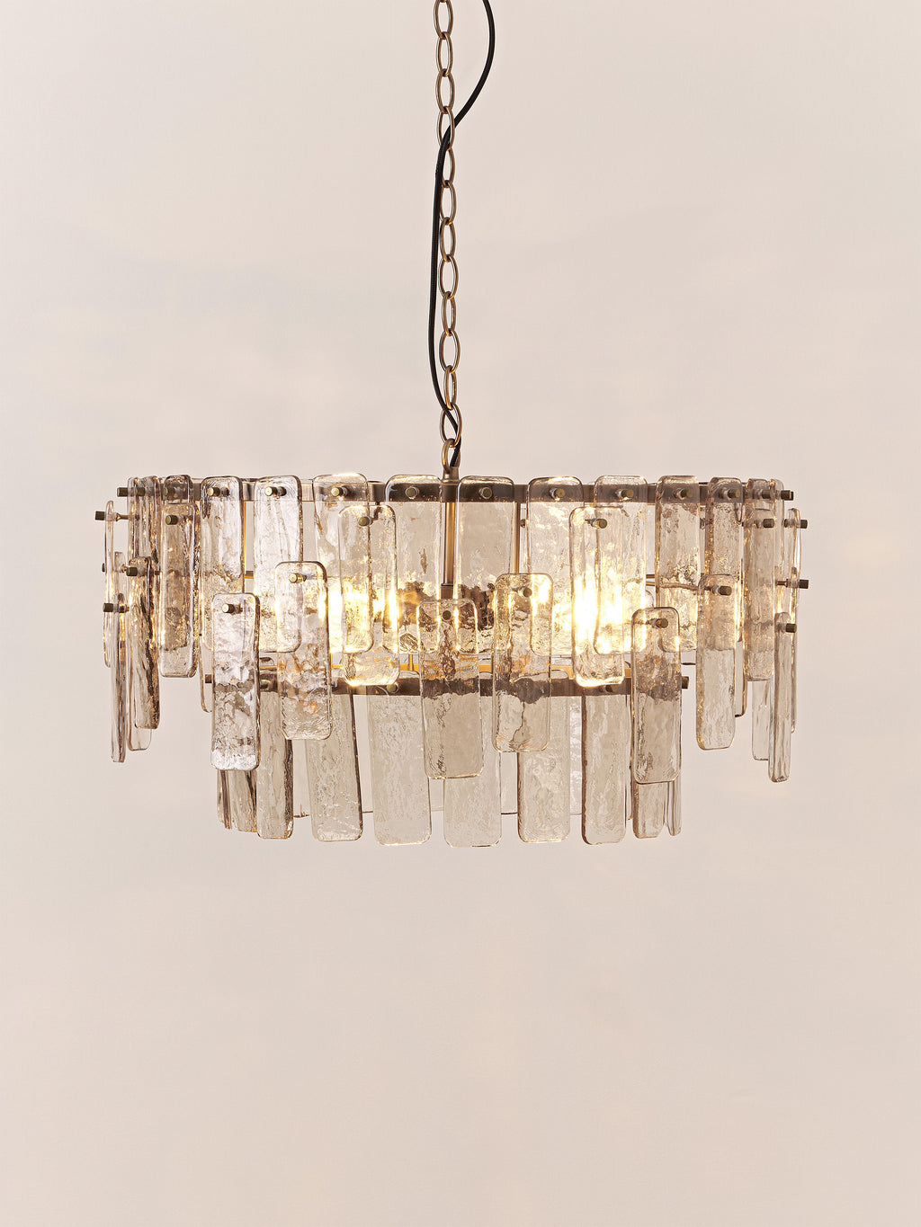 Grande suspension en verre Wingate - Brun transparent, doré