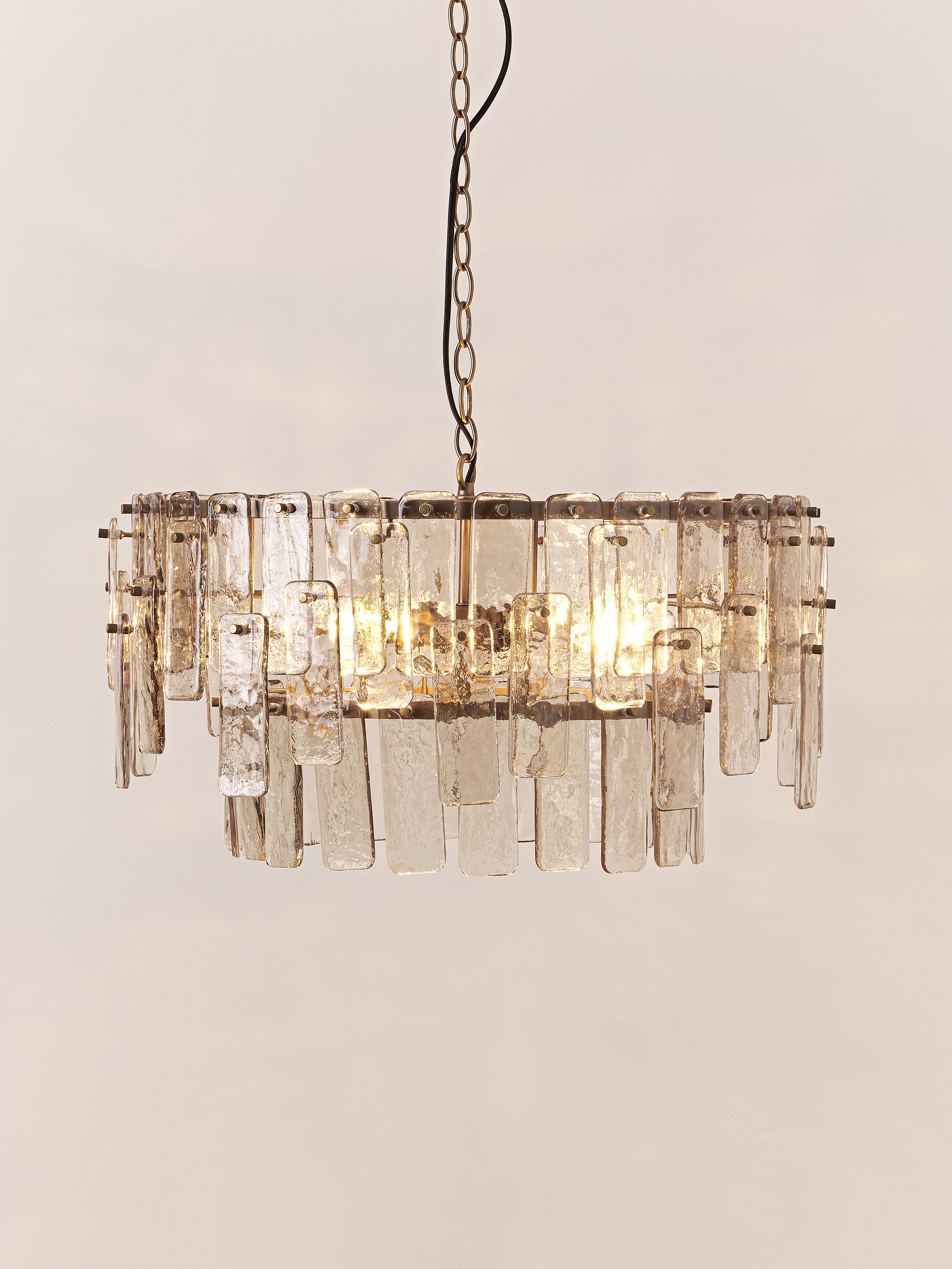 Grande suspension en verre Wingate - Brun transparent, doré