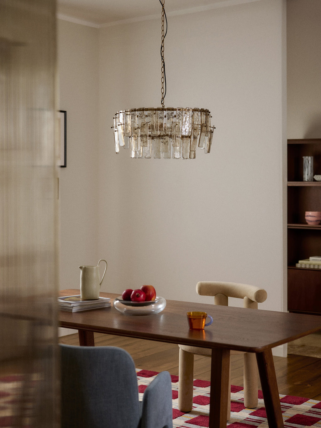 Grande suspension en verre Wingate - Brun transparent, doré