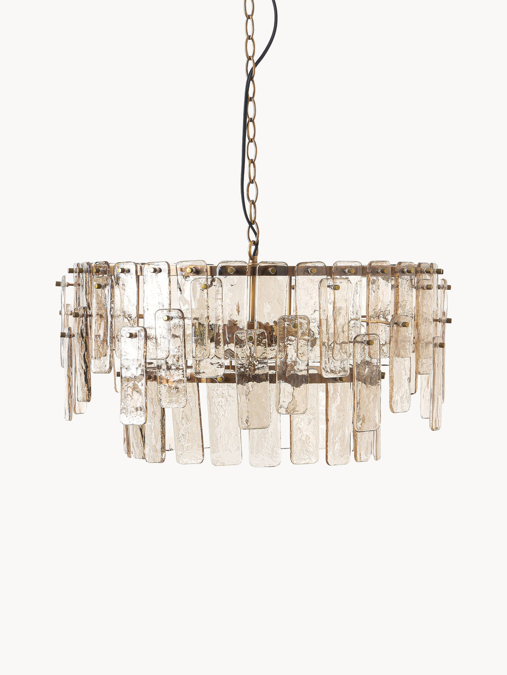 Grande suspension en verre Wingate - Brun transparent, doré