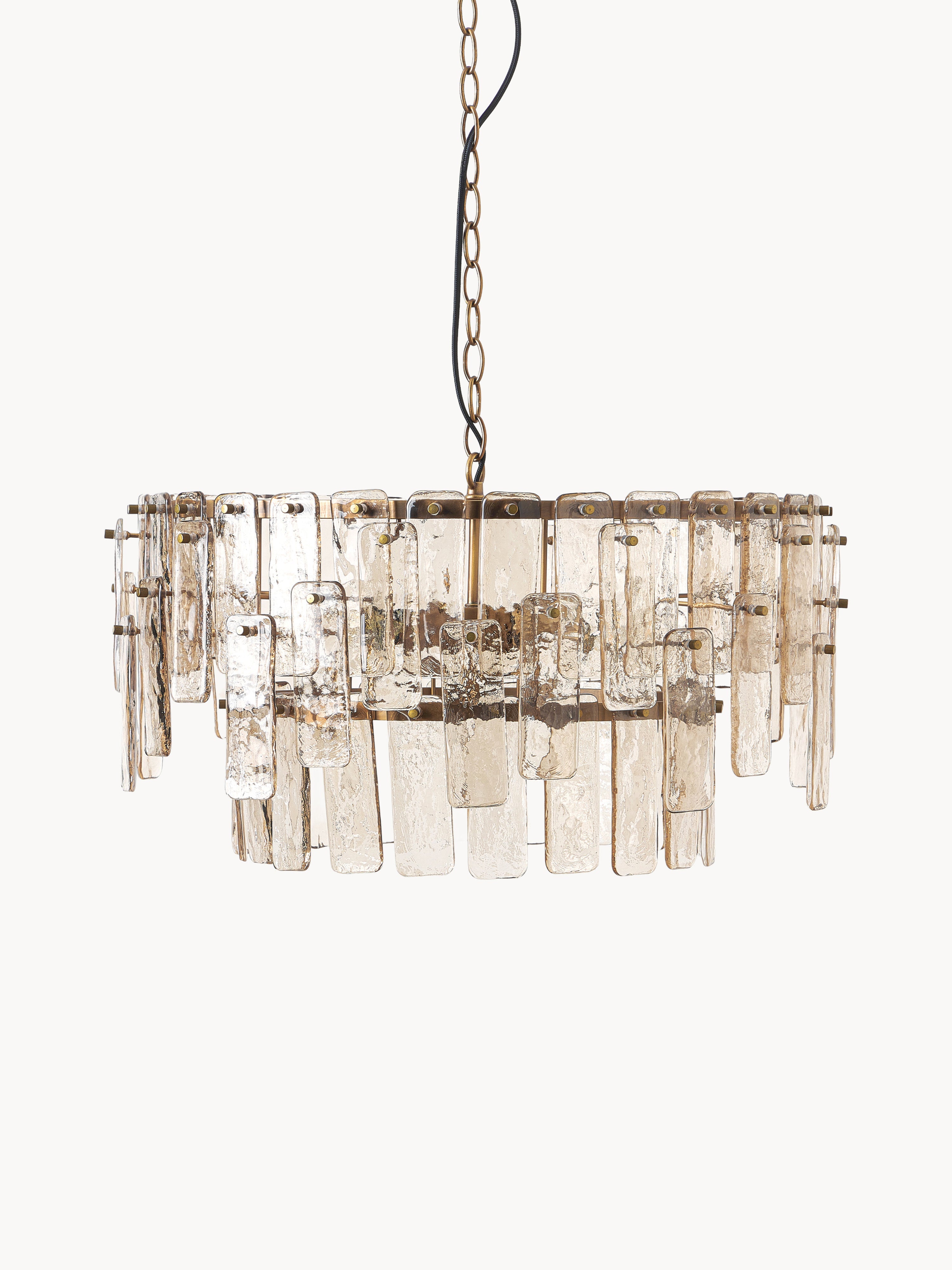 Grande suspension en verre Wingate - Brun transparent, doré