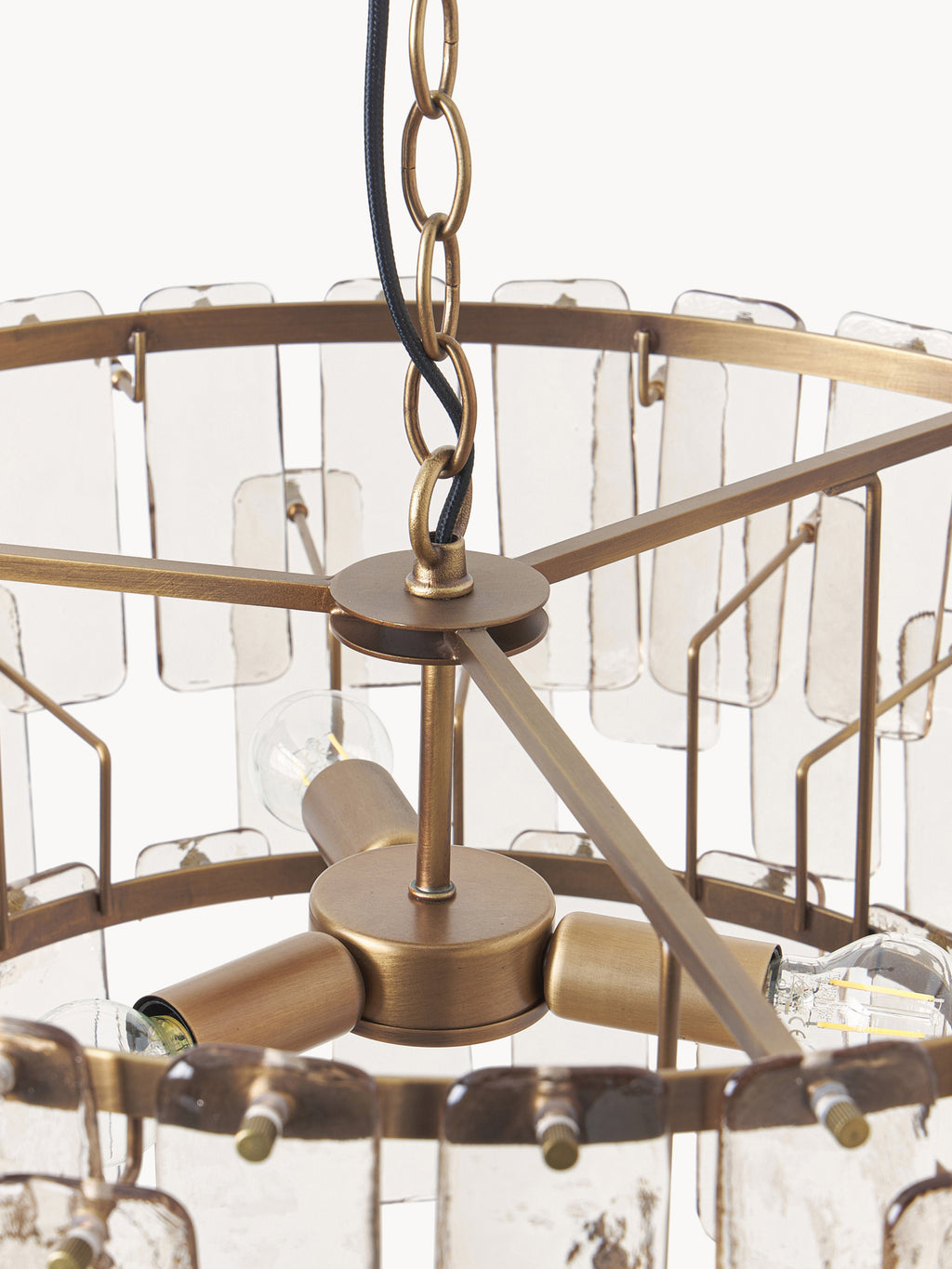 Grande suspension en verre Wingate - Brun transparent, doré