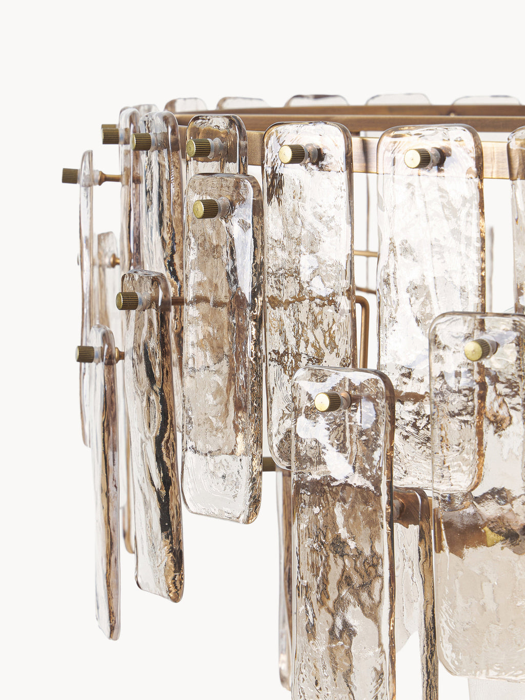 Grande suspension en verre Wingate - Brun transparent, doré