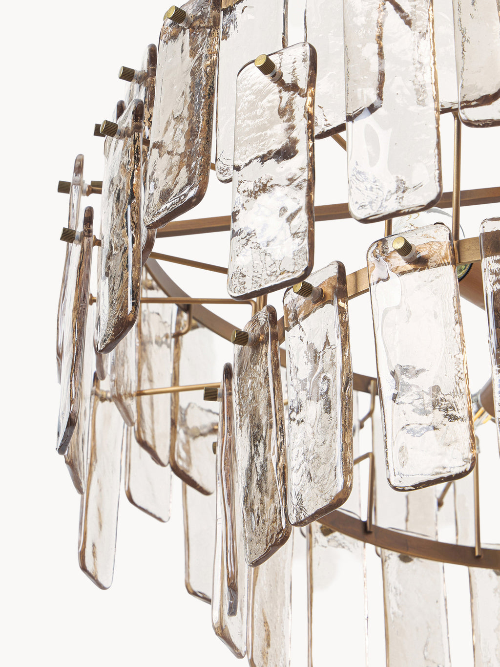 Grande suspension en verre Wingate - Brun transparent, doré