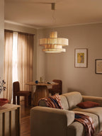 Grande suspension en fils de lin Matias - Beige clair