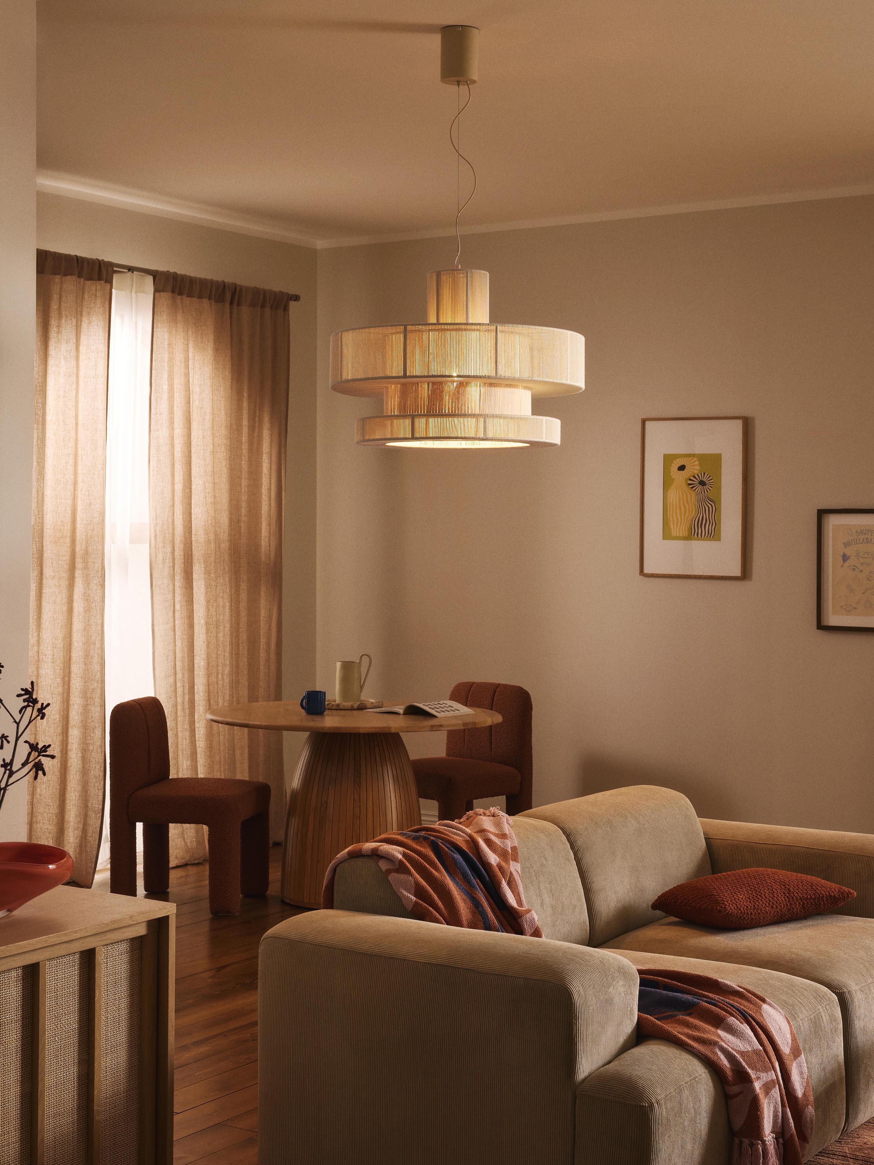 Grande suspension en fils de lin Matias - Beige clair