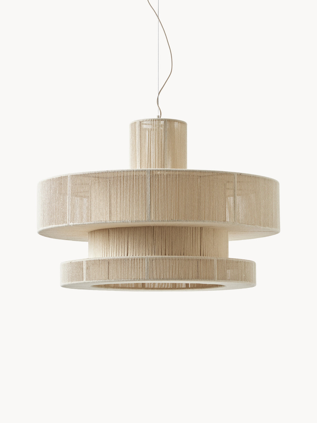 Grande suspension en fils de lin Matias - Beige clair