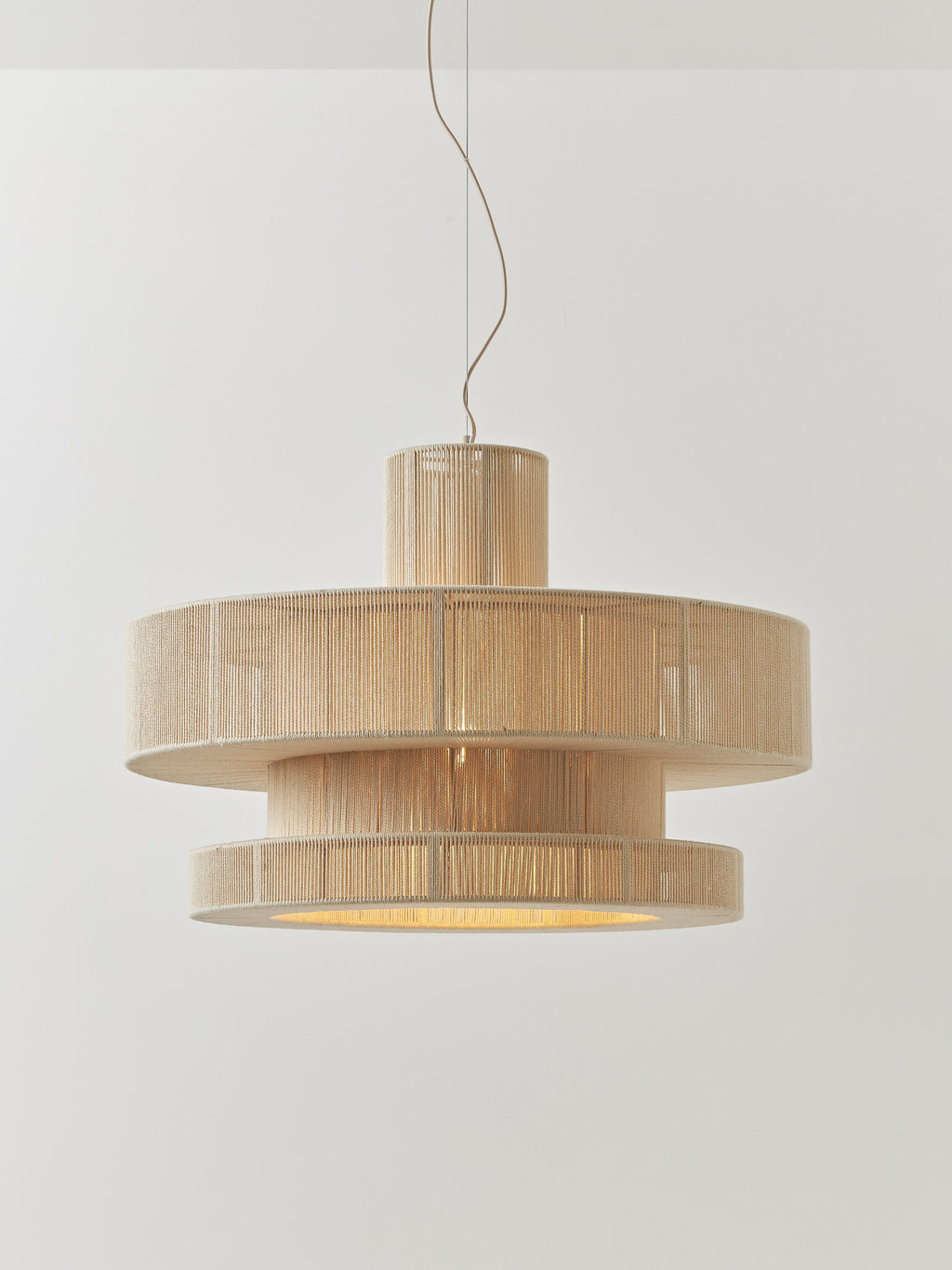Grande suspension en fils de lin Matias - Beige clair