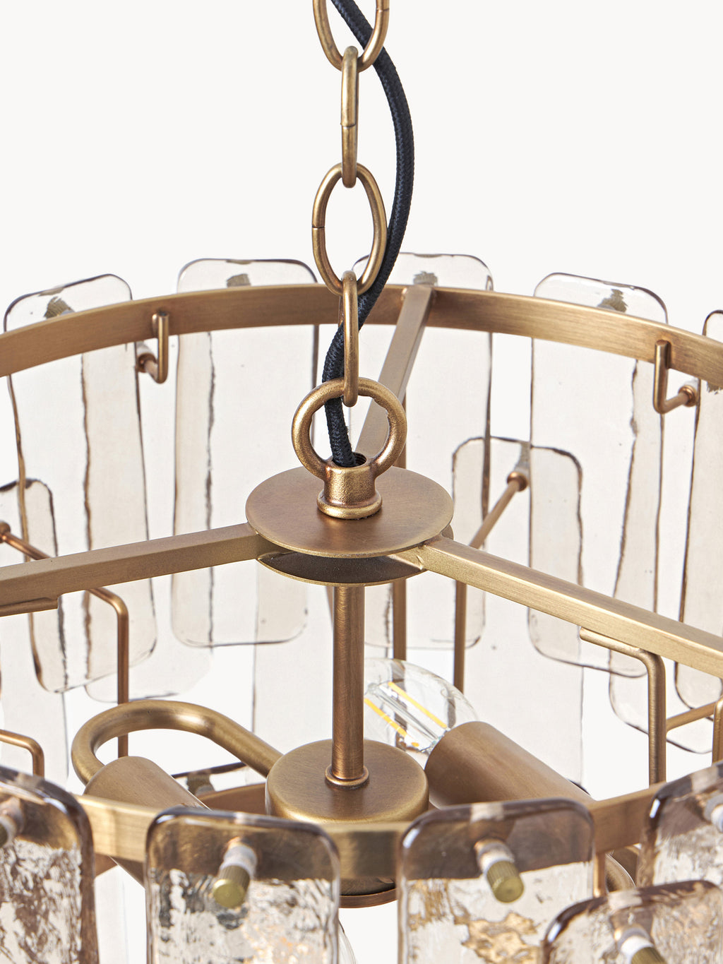 Grande suspension en verre Wingate - Brun transparent, doré