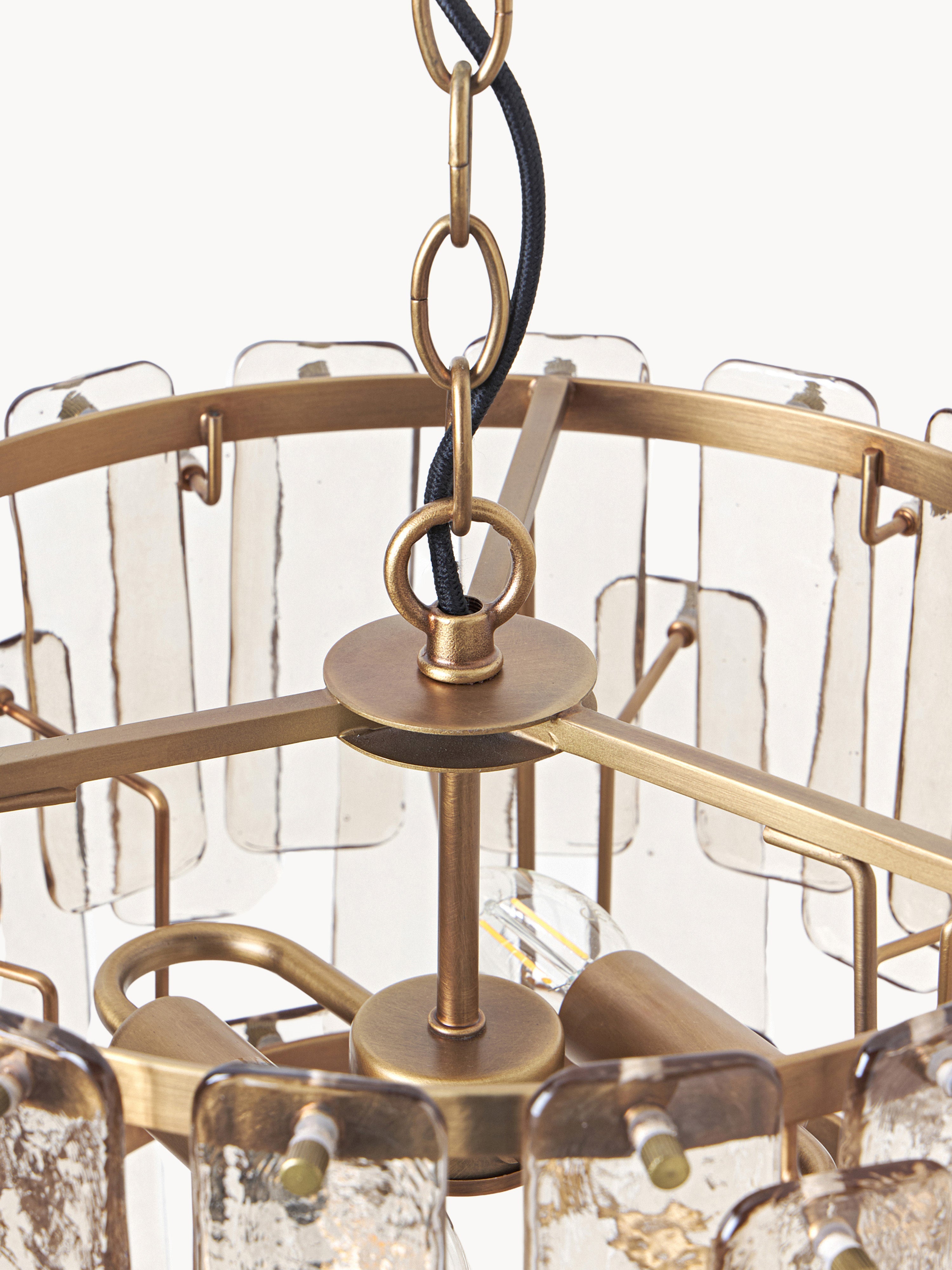 Grande suspension en verre Wingate - Brun transparent, doré