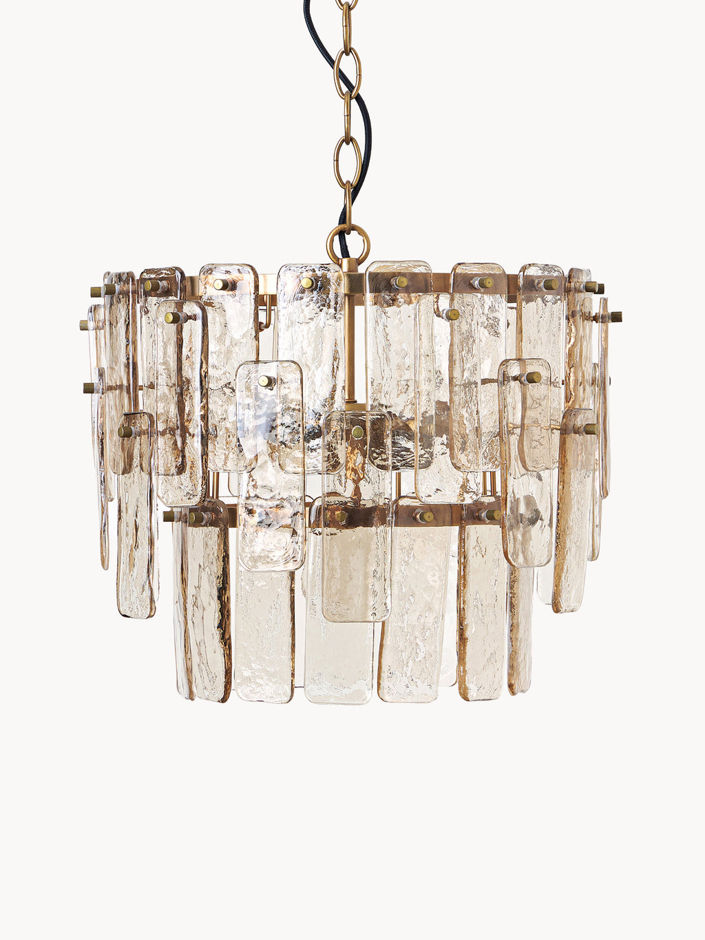 Grande suspension en verre Wingate - Brun transparent, doré