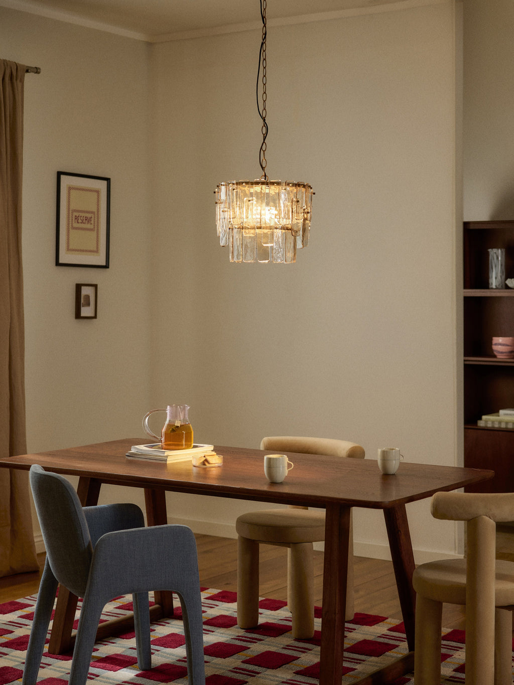 Grande suspension en verre Wingate - Brun transparent, doré