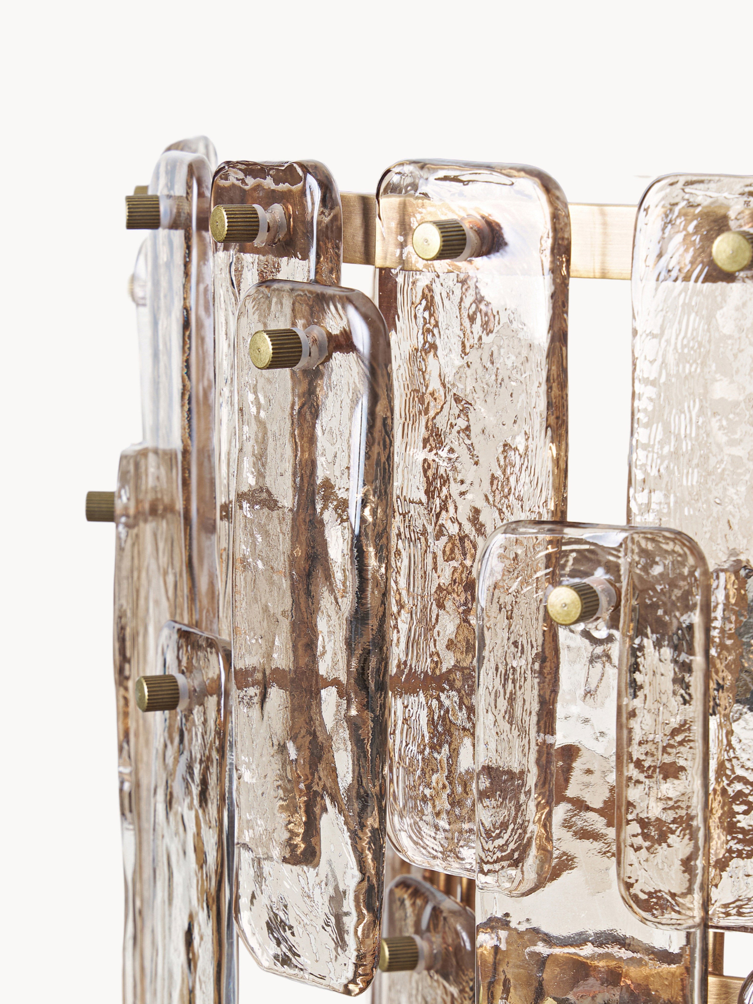 Grande suspension en verre Wingate - Brun transparent, doré