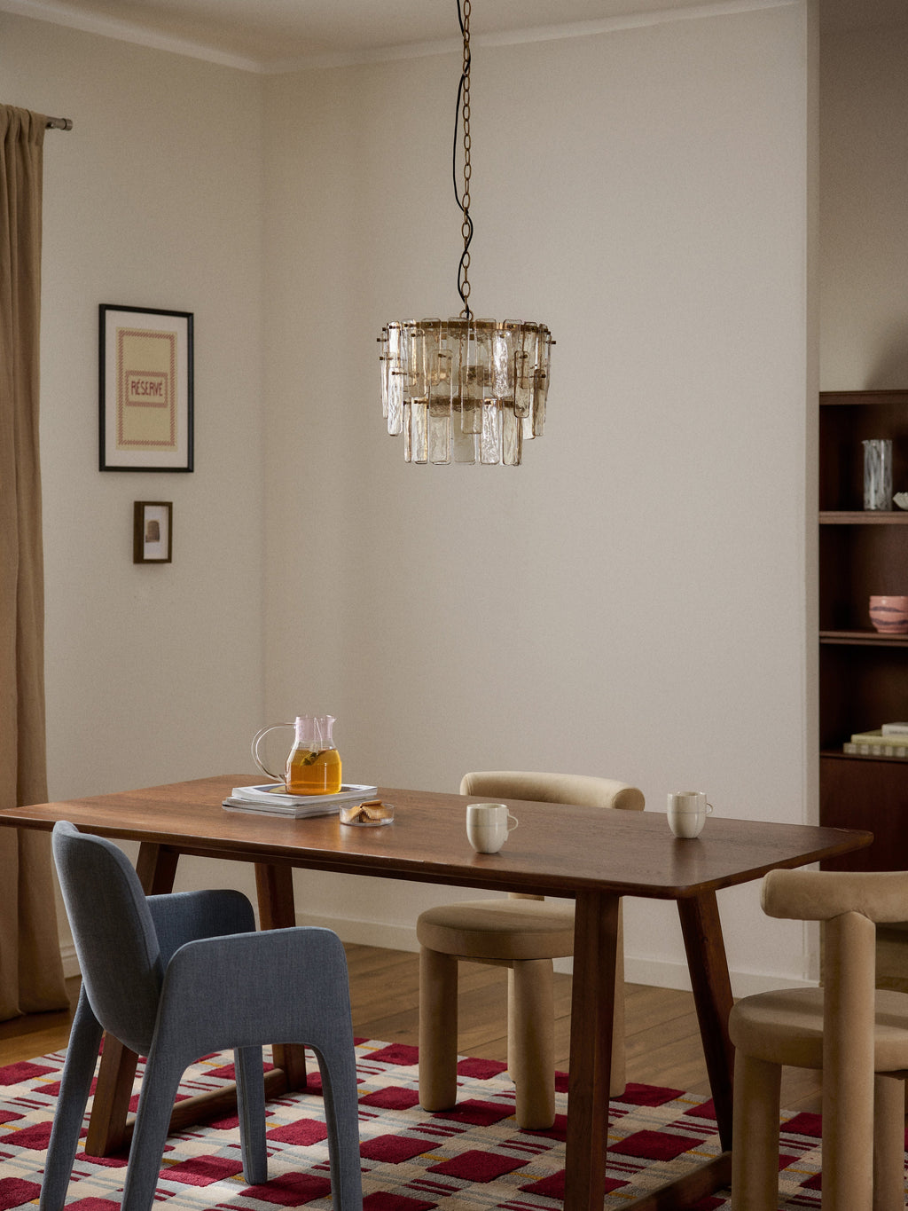 Grande suspension en verre Wingate - Brun transparent, doré