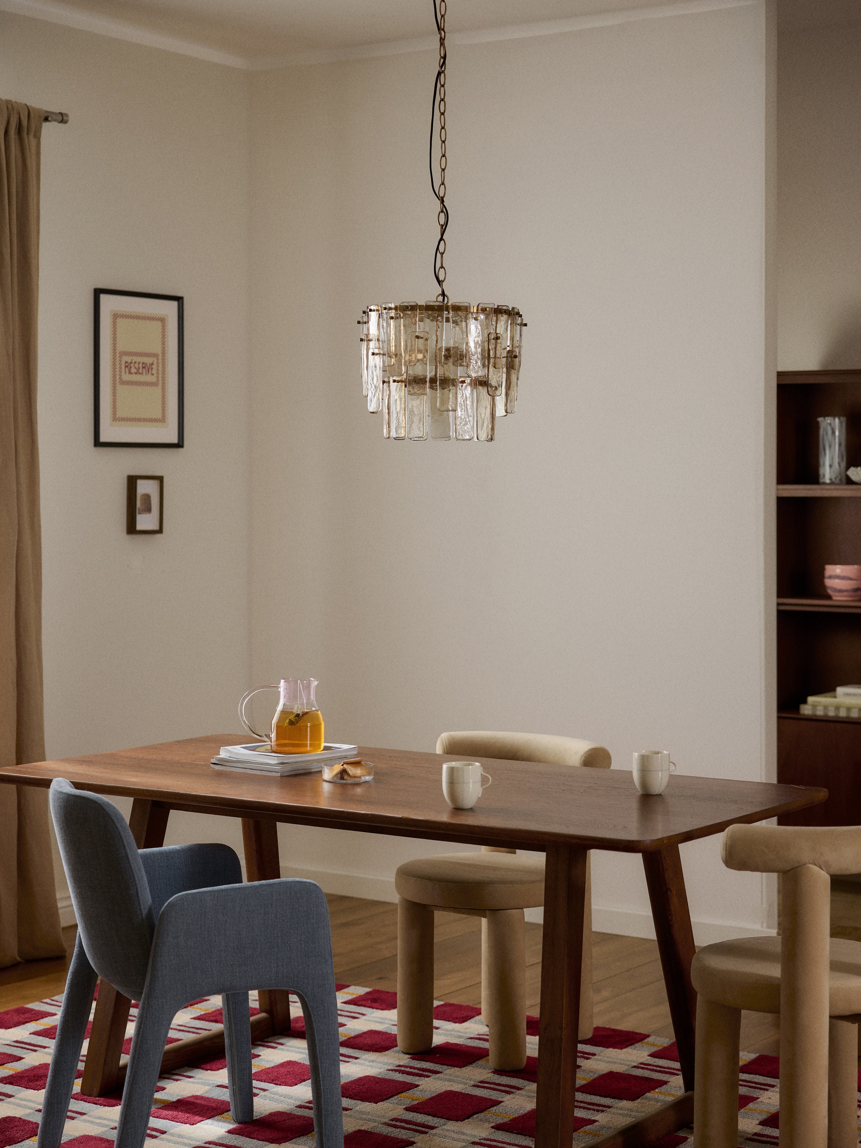 Grande suspension en verre Wingate - Brun transparent, doré