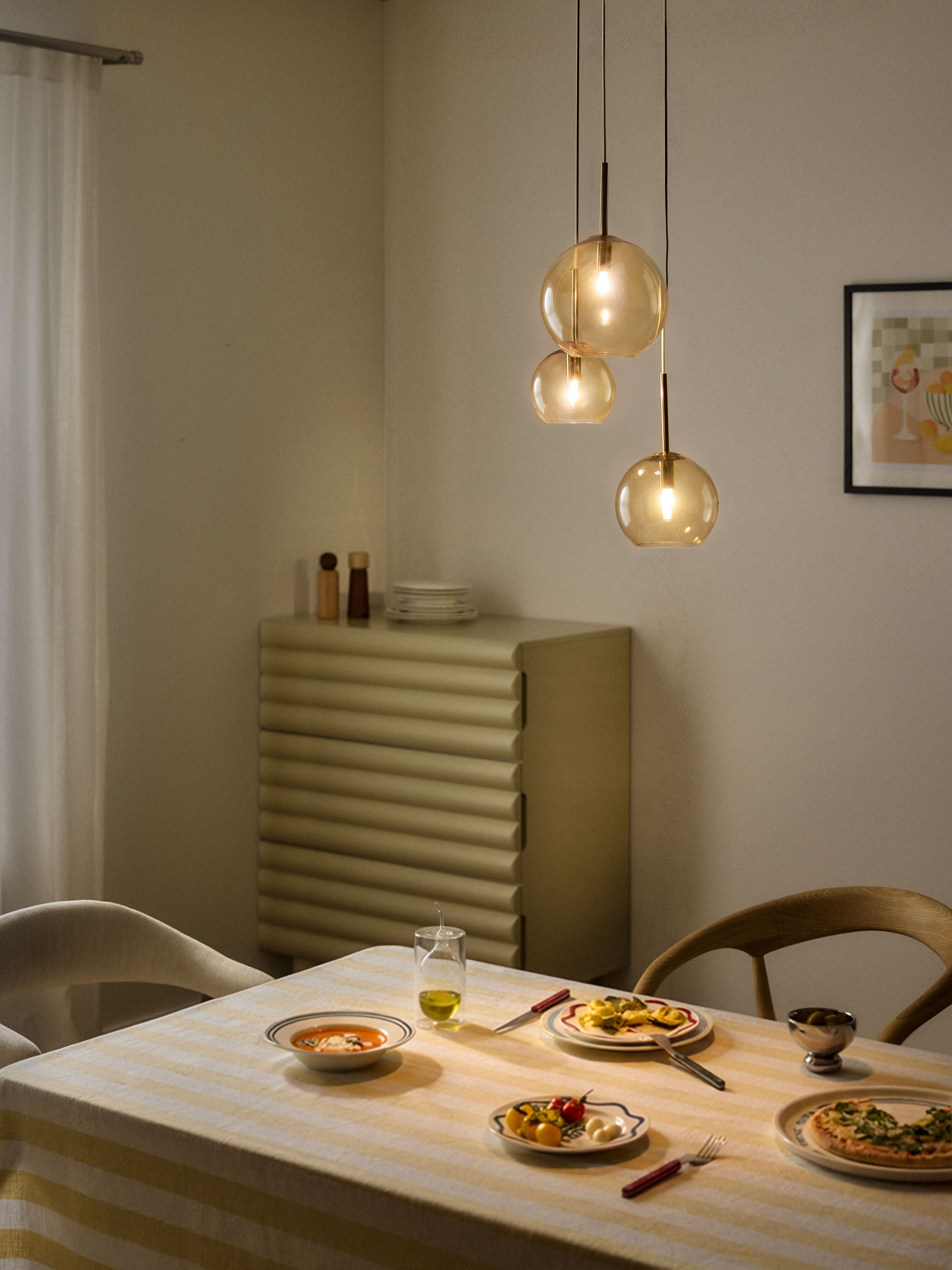 Suspension grappe Kjel - Beige, transparent