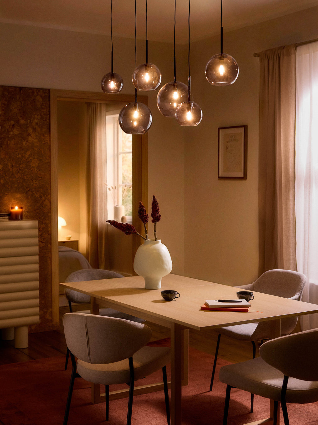 Grande suspension boule en verre Kjel - Gris, transparent