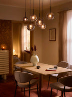 Grande suspension boule en verre Kjel - Gris, transparent