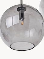 Grande suspension boule en verre Kjel - Gris, transparent
