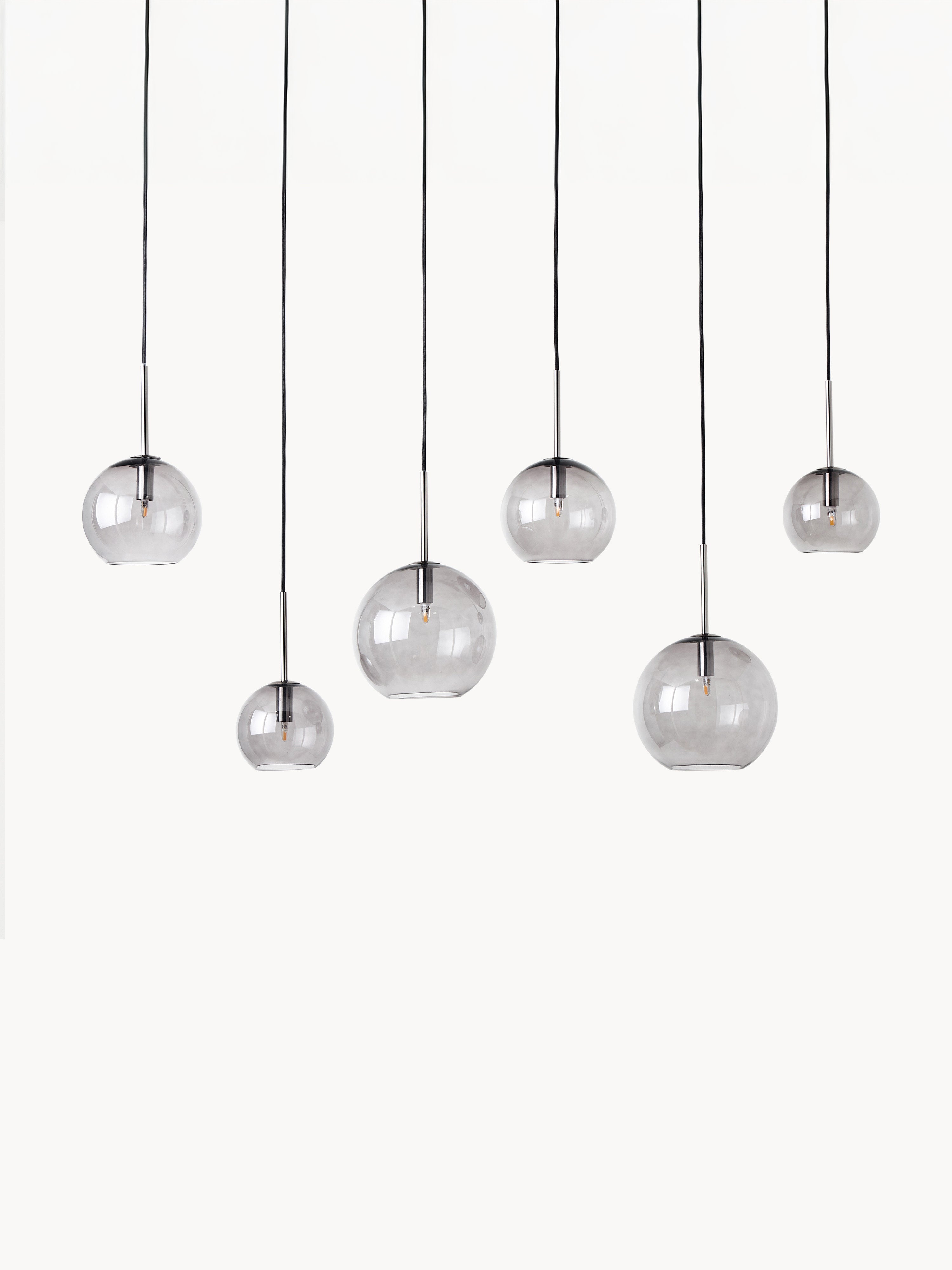 Grande suspension boule en verre Kjel - Gris, transparent