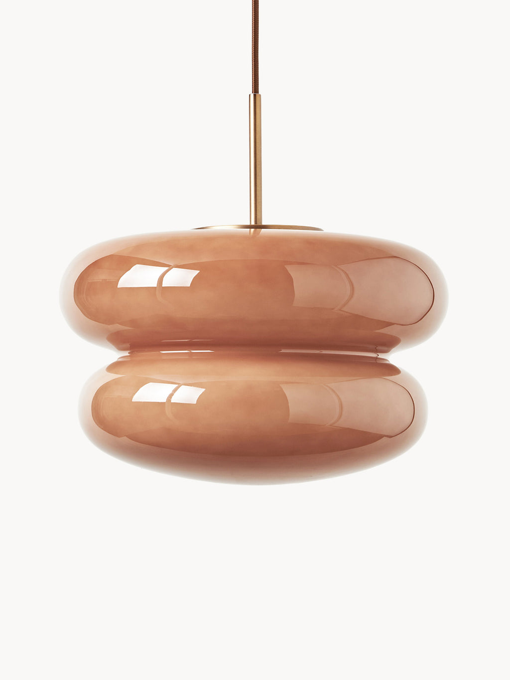 Suspension en verre opalescent Hewitt - Vieux rose, doré