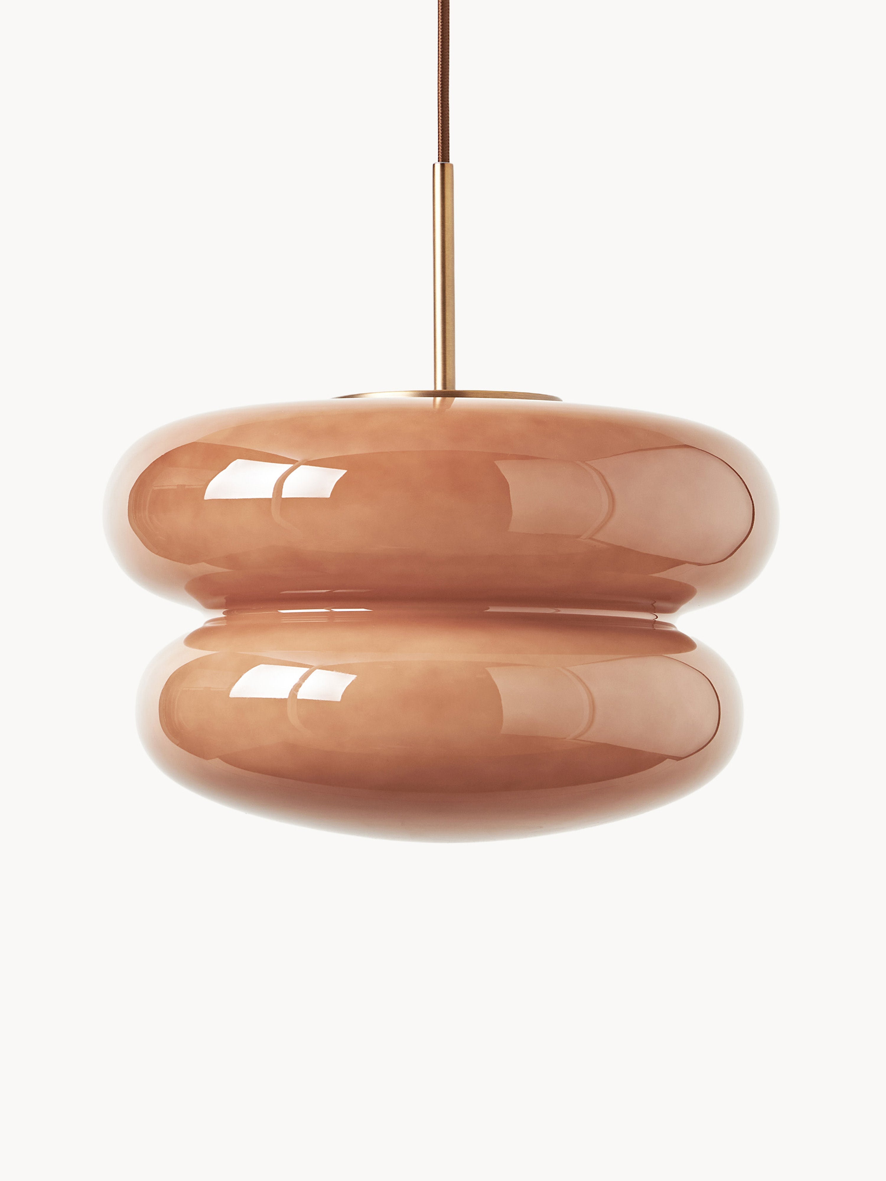 Suspension en verre opalescent Hewitt - Vieux rose, doré