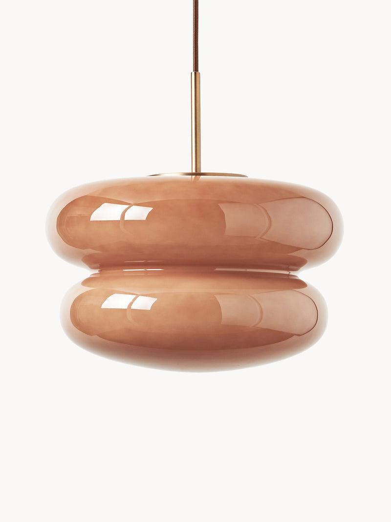 Suspension en verre opalescent Hewitt - Vieux rose, doré