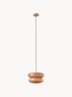 Suspension en verre opalescent Hewitt - Vieux rose, doré