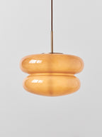 Suspension en verre opalescent Hewitt - Vieux rose, doré