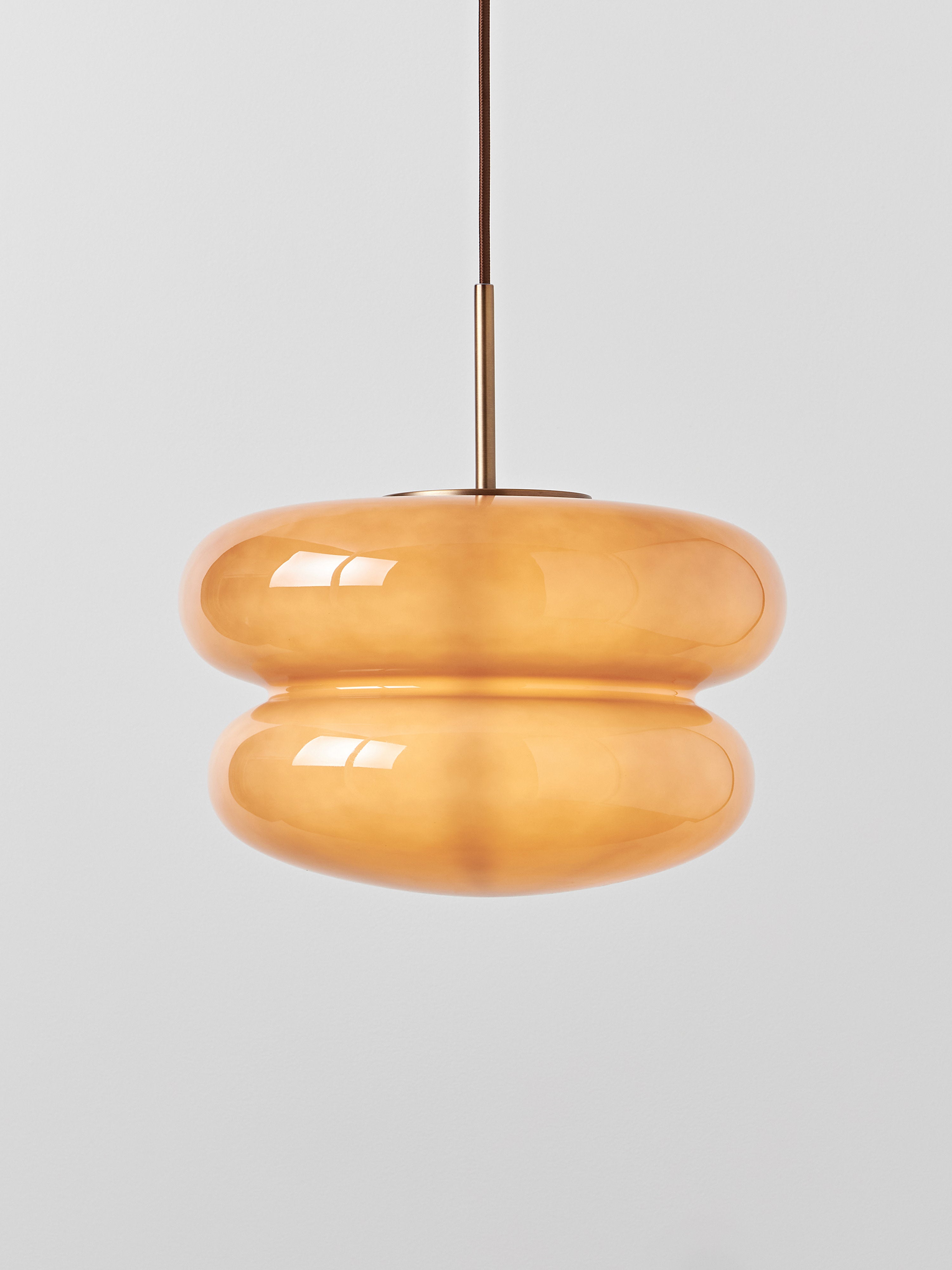 Suspension en verre opalescent Hewitt - Vieux rose, doré