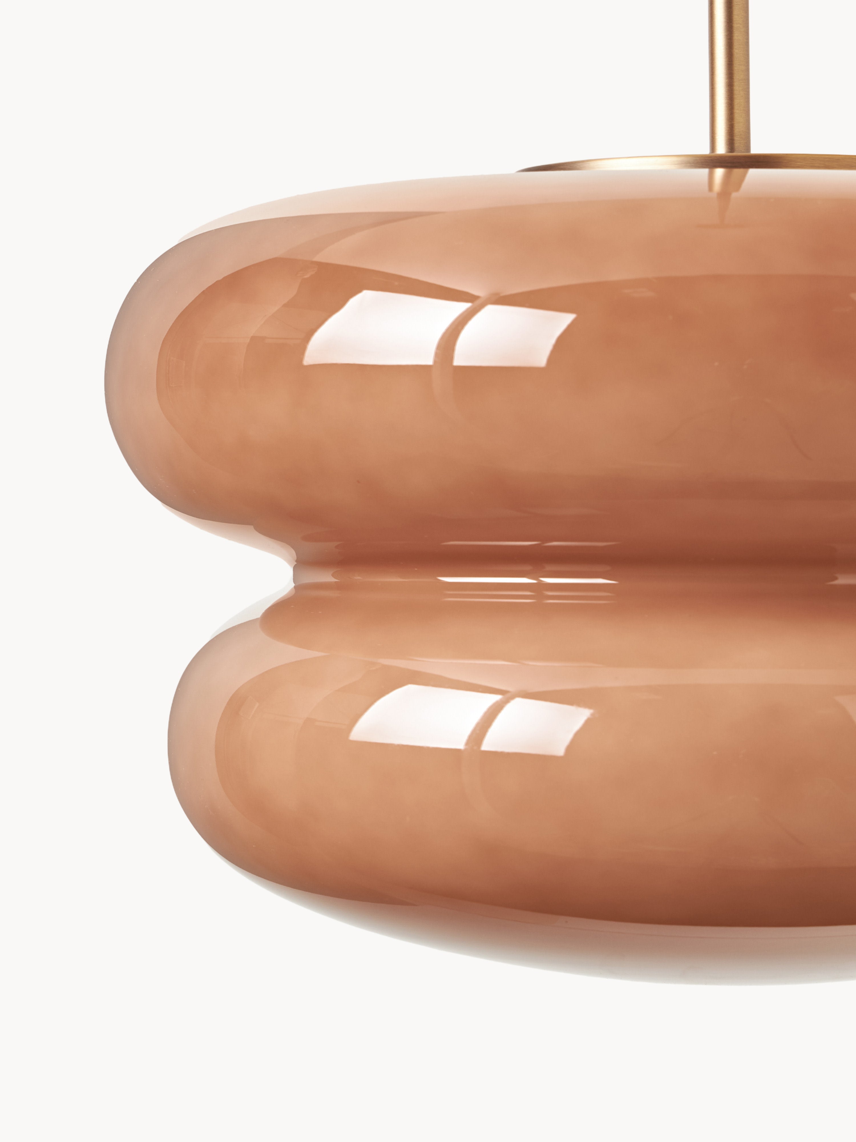 Suspension en verre opalescent Hewitt - Vieux rose, doré