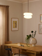 Suspension en verre opalescent Hewitt - Vieux rose, doré
