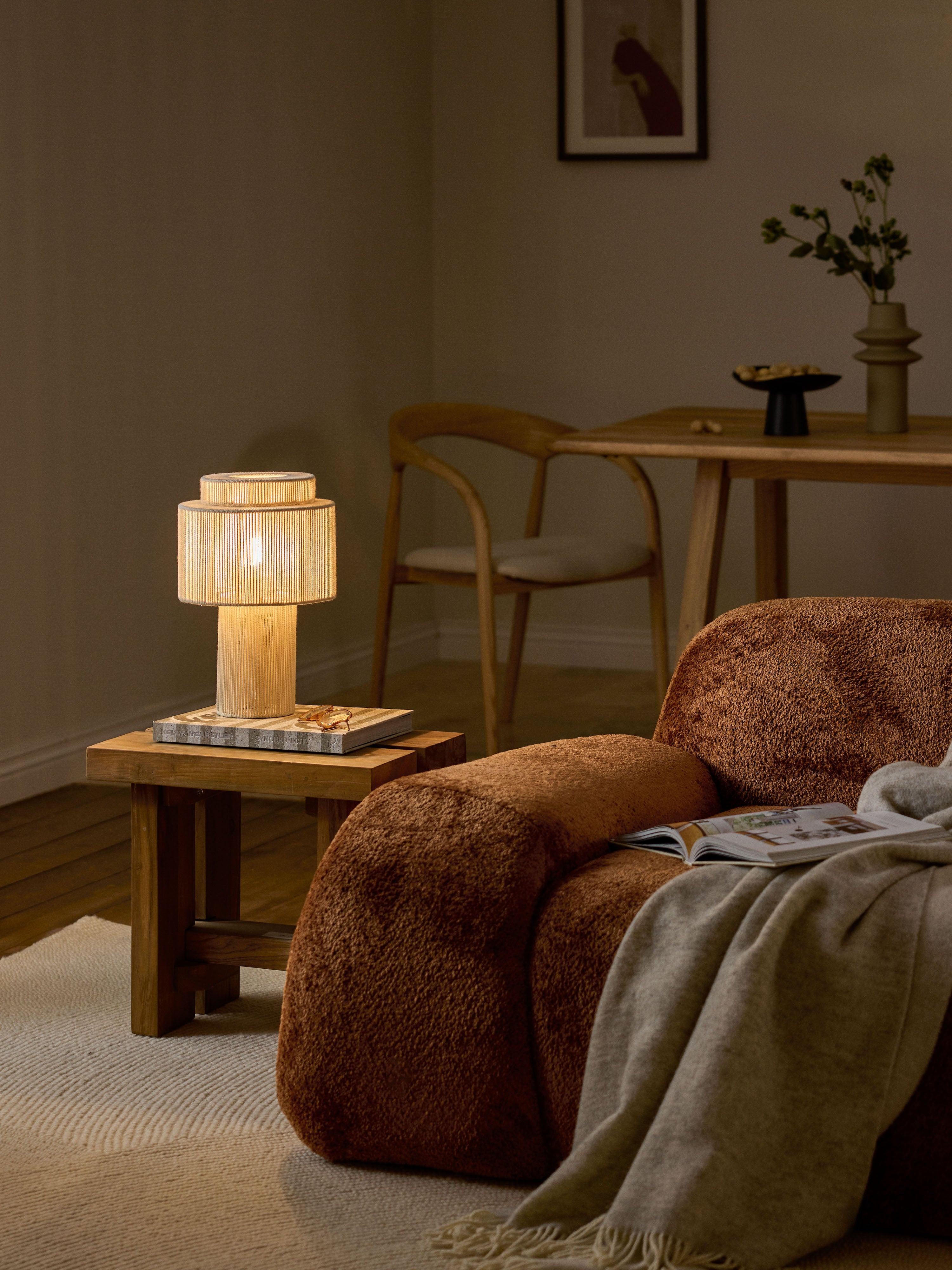 Lampe à poser en lin Matias - Blanc crème