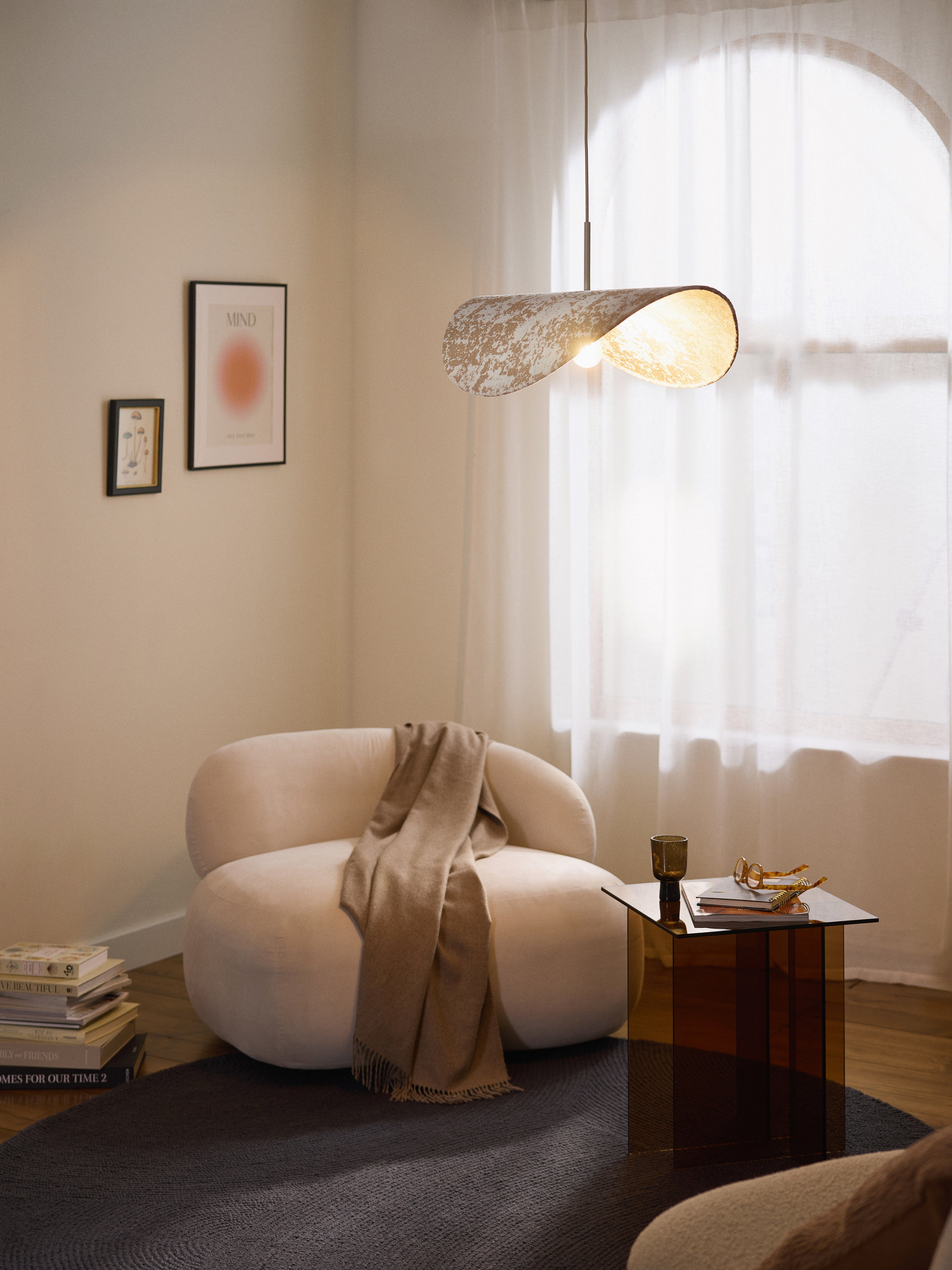 Grande suspension design Aadam - Beige clair, beige