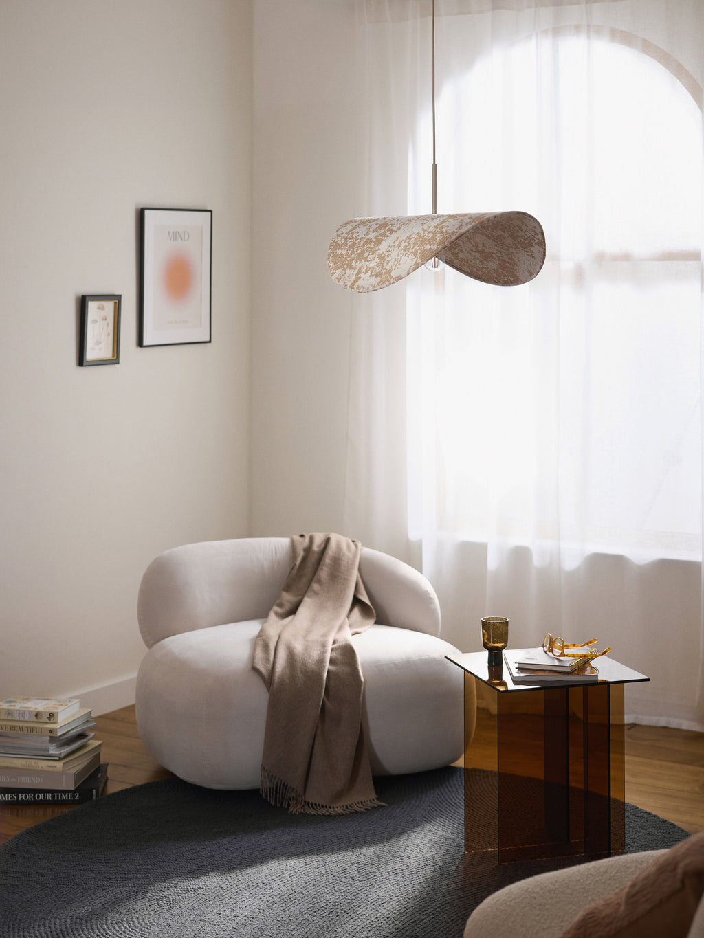 Grande suspension design Aadam - Beige clair, beige