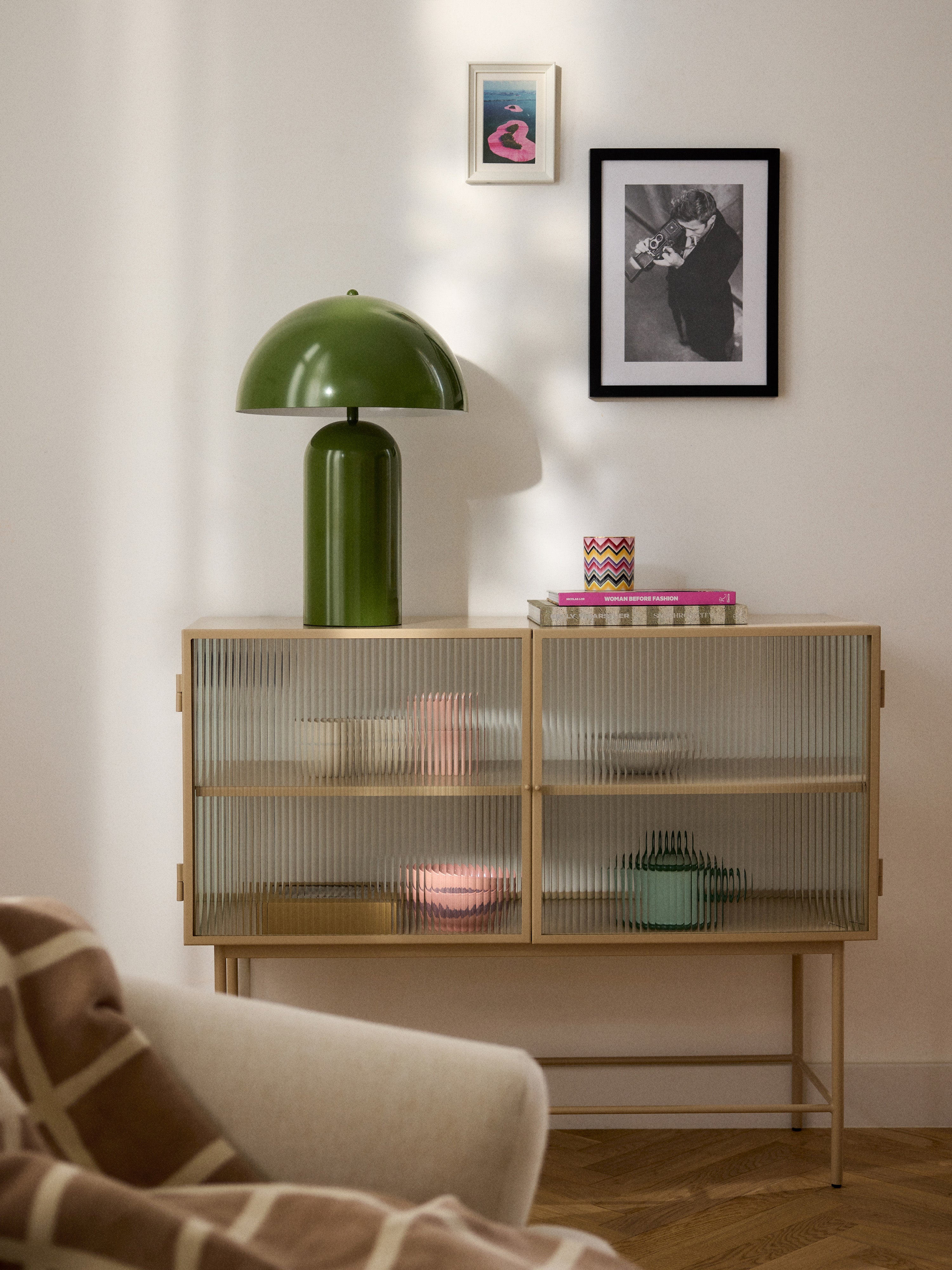 Grande lampe à poser rétro Elmo - Vert, haute brillance