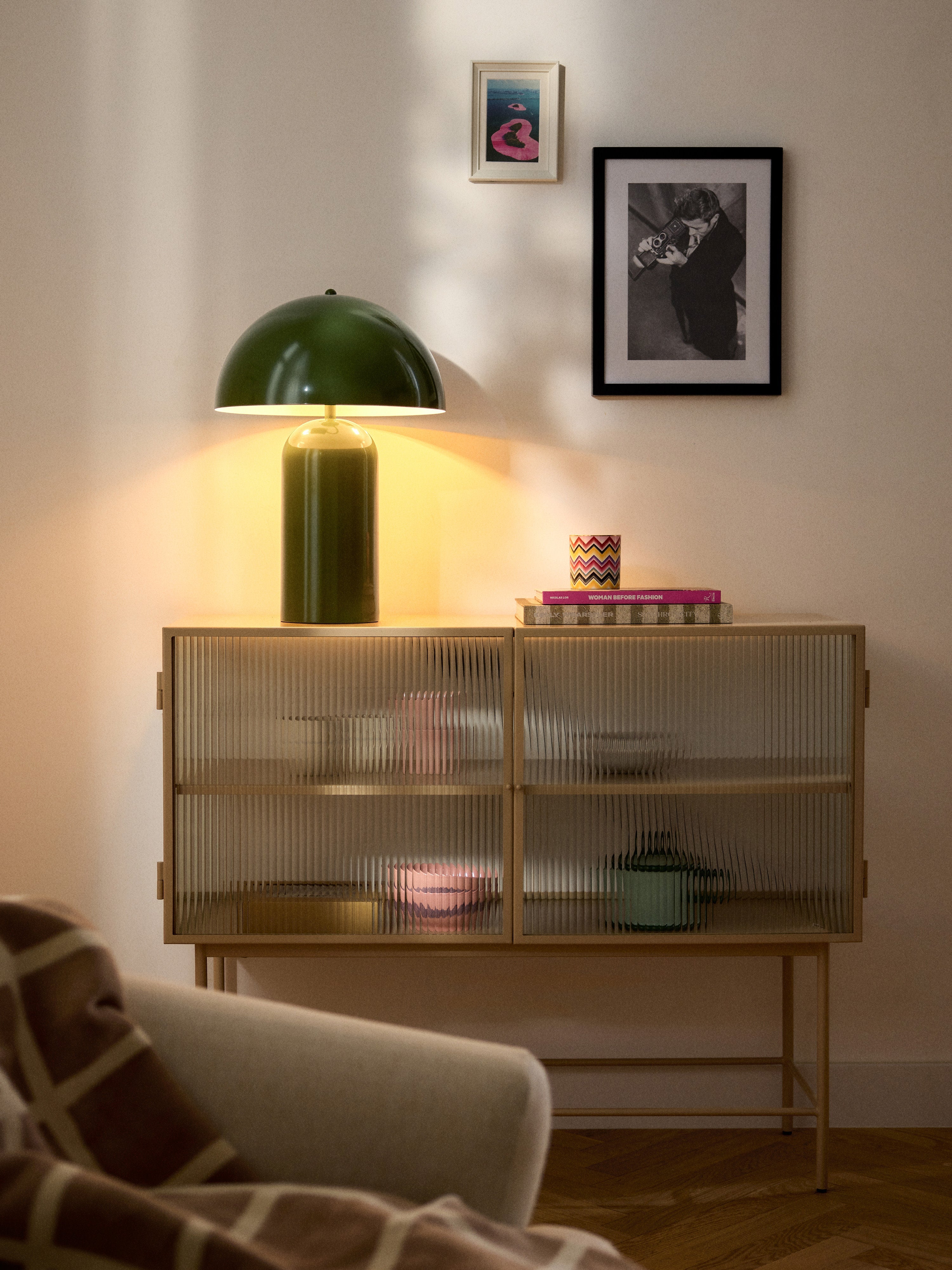 Grande lampe à poser rétro Elmo - Vert, haute brillance
