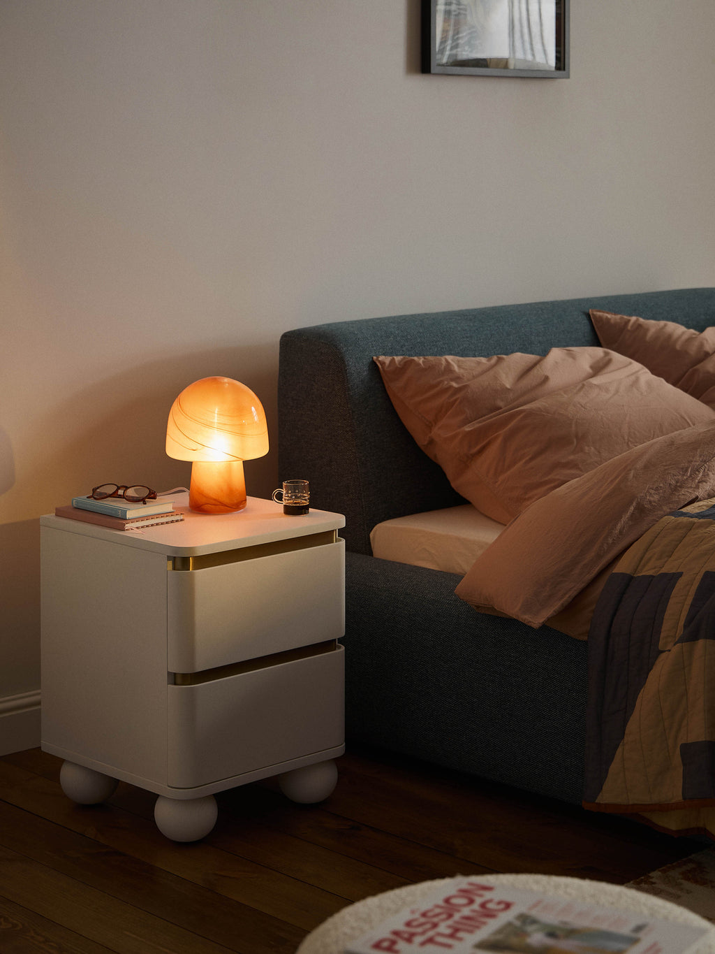 Lampe à poser effet marbre Ean - Brun clair, aspect marbre