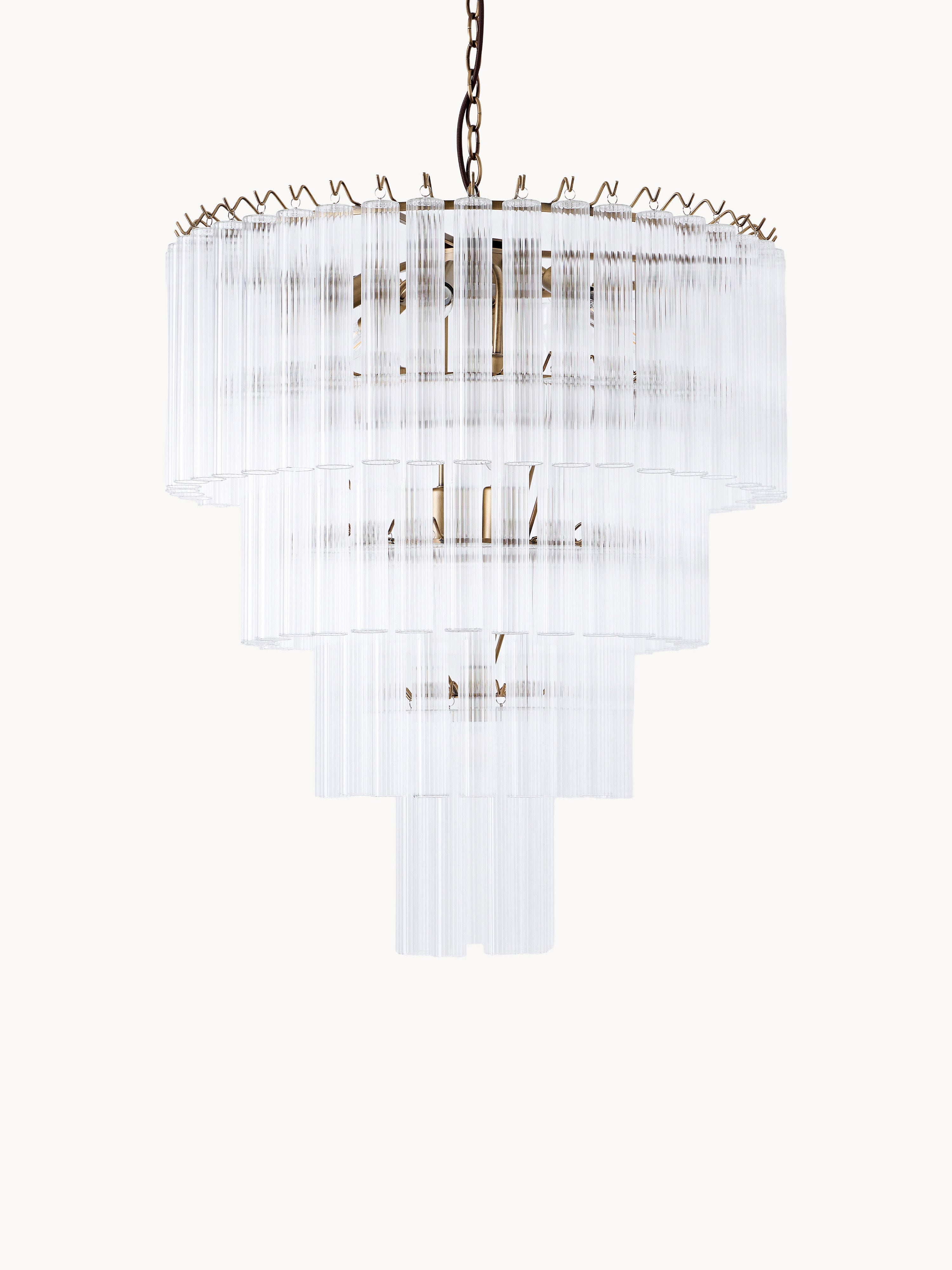 Grand lustre en verre Tove - Transparent, doré