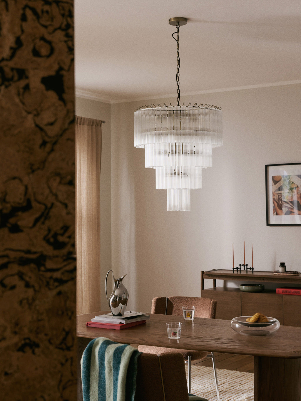 Grand lustre en verre Tove - Transparent, doré